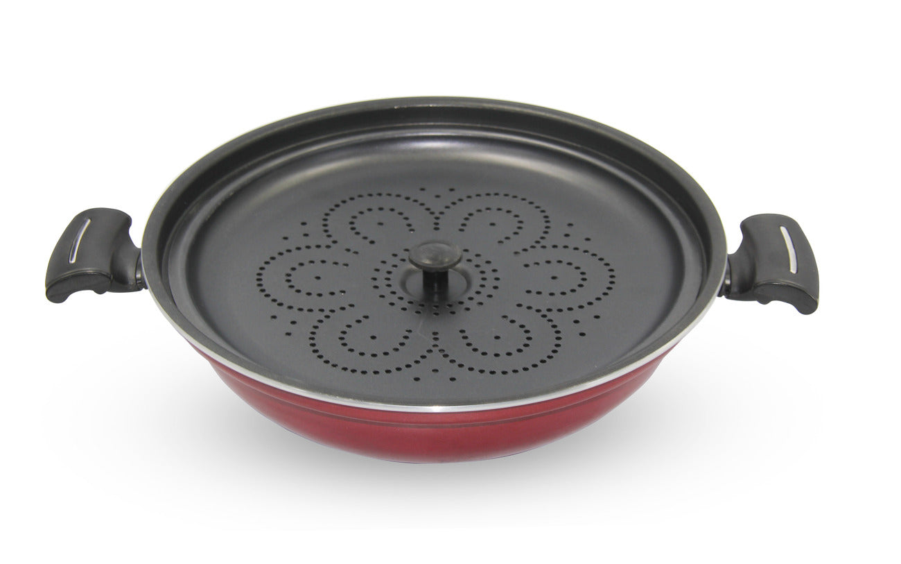 BRITISH CHEF 3 in one Nonstick Hybrid Kadai with Gravy kadai, Steamer plate, Idly plate - BC171