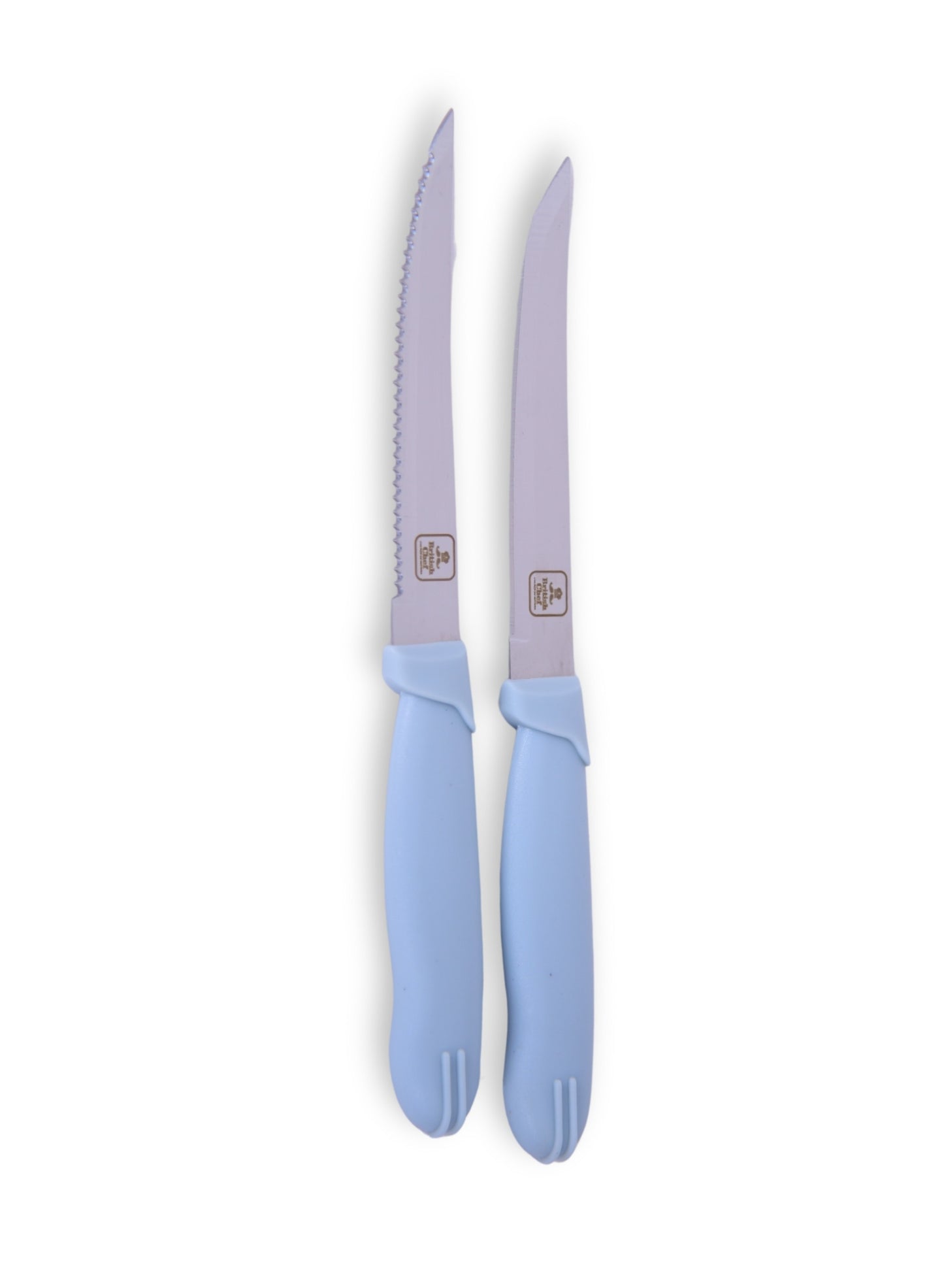 BRITISH CHEF 2 Piece Kitchen Knives Set with Silicon Handle | Sharp Stainless Steel Blades | Durable Design | Carving for Home/Restaurant | Light Blue - BC336