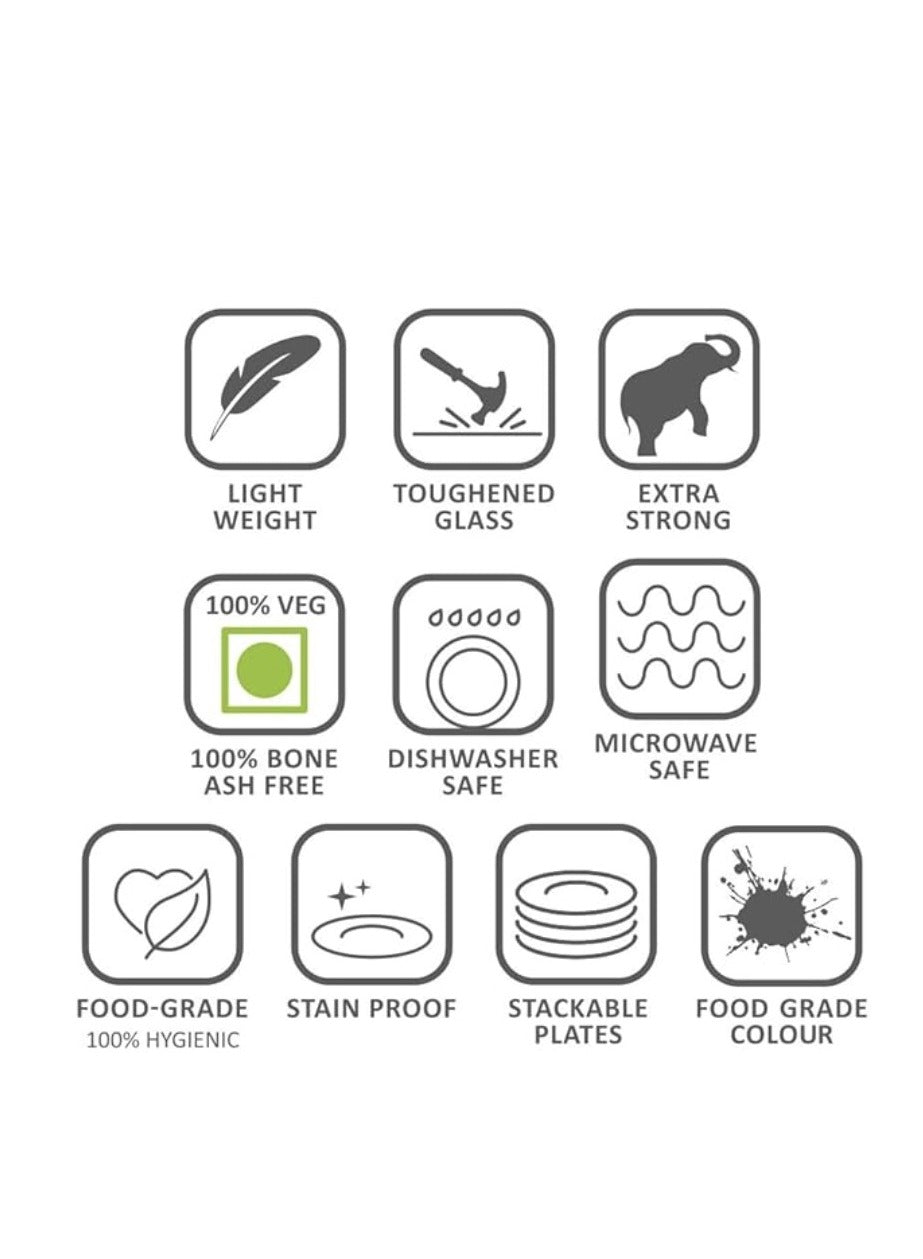 BRITISH CHEF 6 Pieces Tiara Plane Moon Plate | Full Plate | Easy to Store | Durable | Break Resistant | Dishwasher Safe | Various Sizes 7.5/10/11inch | Set of 6 pcs | White