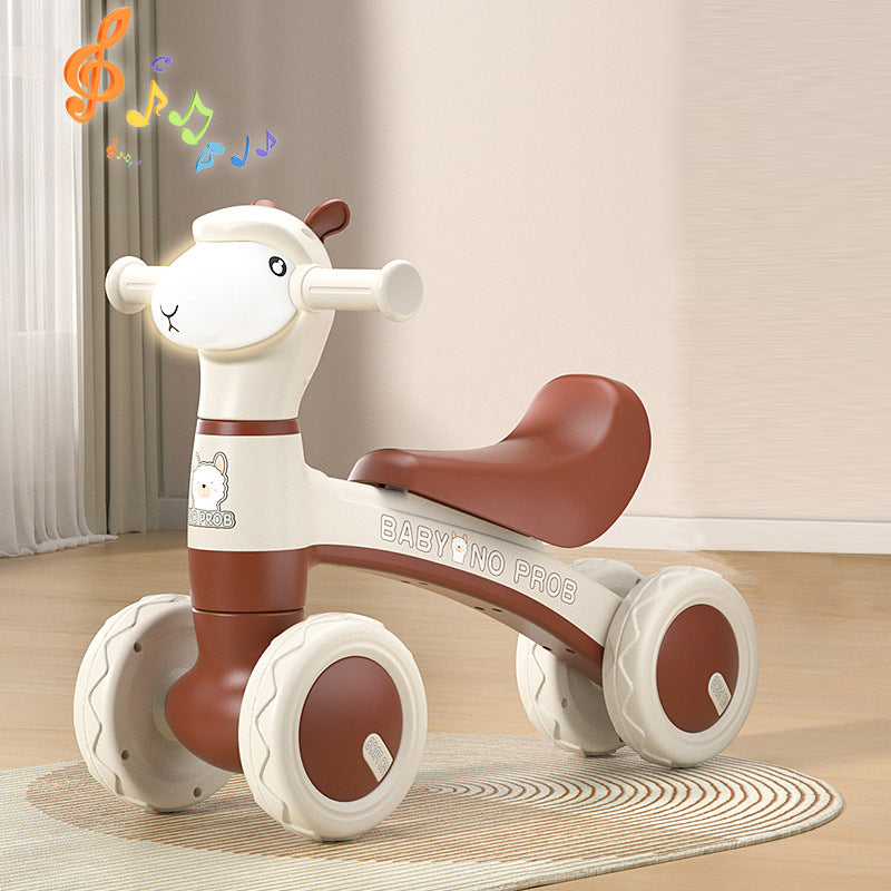 MG Kids Balance Bike Scooters | Toddler Balance Bike & Baby Walker | No Pedals | Music & Lights | Anti-Slip Wheels | For 1-3 Year kids - MGT903 COFFEE