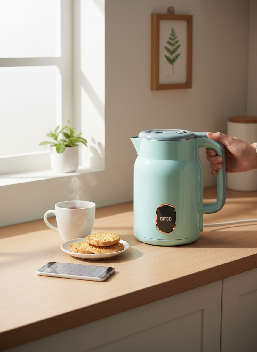 GITCO Double Wall PP Material Kettle 2L Capacity with Auto Shut-Off, Fast Boiling & Dry Protection