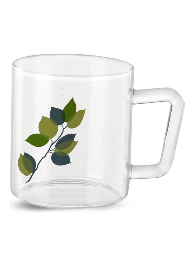 BOROSIL Classic Green Leaves Mug Set Of 6 | Borosilicate Glass | Scratch Resistant | Microwave Safe | Lightweight | 190ML | BV43GERNL098