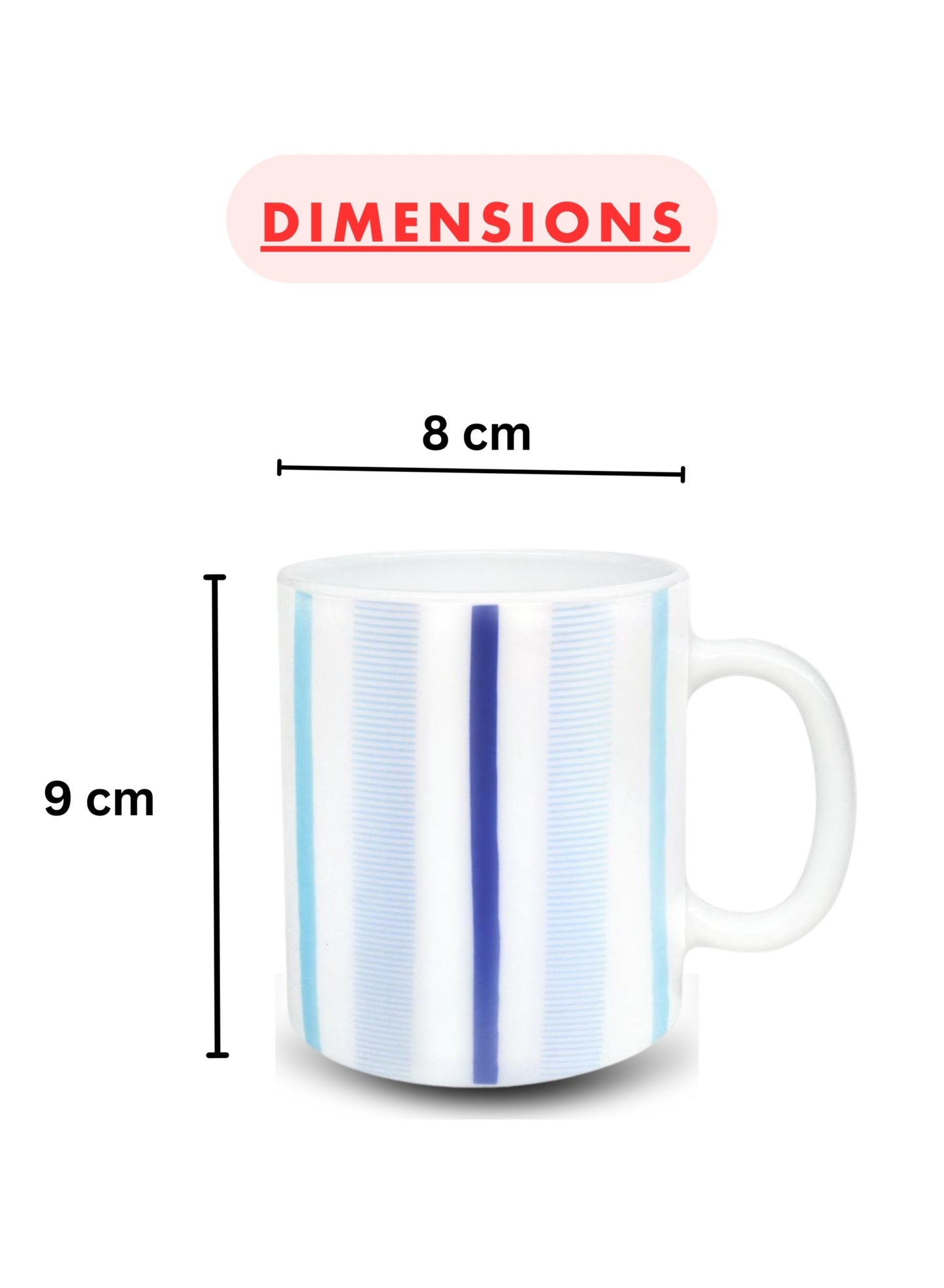 British Chef 6 Piece Opalware Plano Tea & Coffee Mug Set 320ML | Microwave & Dishwasher Safe | Freeze Resistant - BC2031