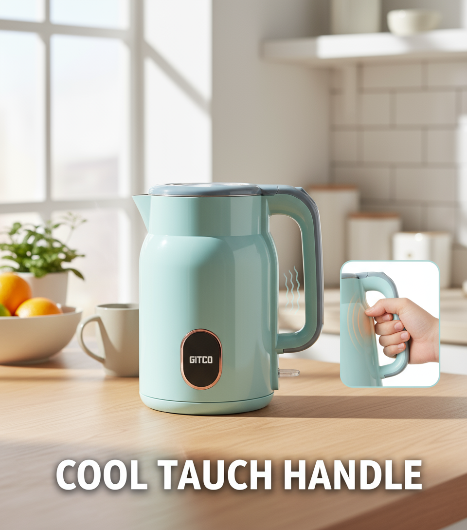 GITCO Double Wall PP Material Kettle 2L Capacity with Auto Shut-Off, Fast Boiling & Dry Protection