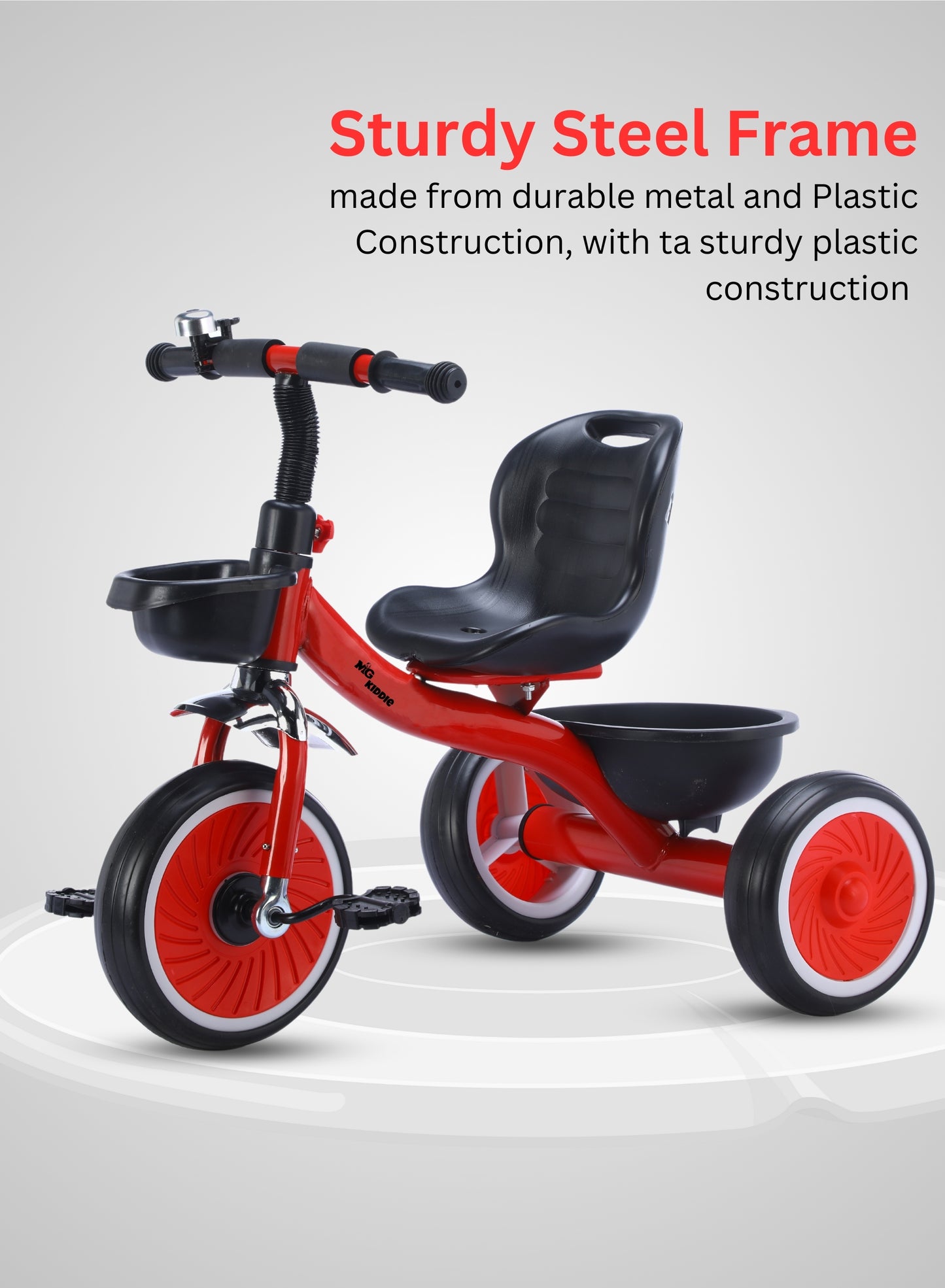 MG Tricycle for Kids | 3-Wheels Bike Scooters | Front and Rear Basket,Bell and Color Wheels | Boys and Girls | Age 1 to 5 Years Baby Tricycle - MGT906 RED