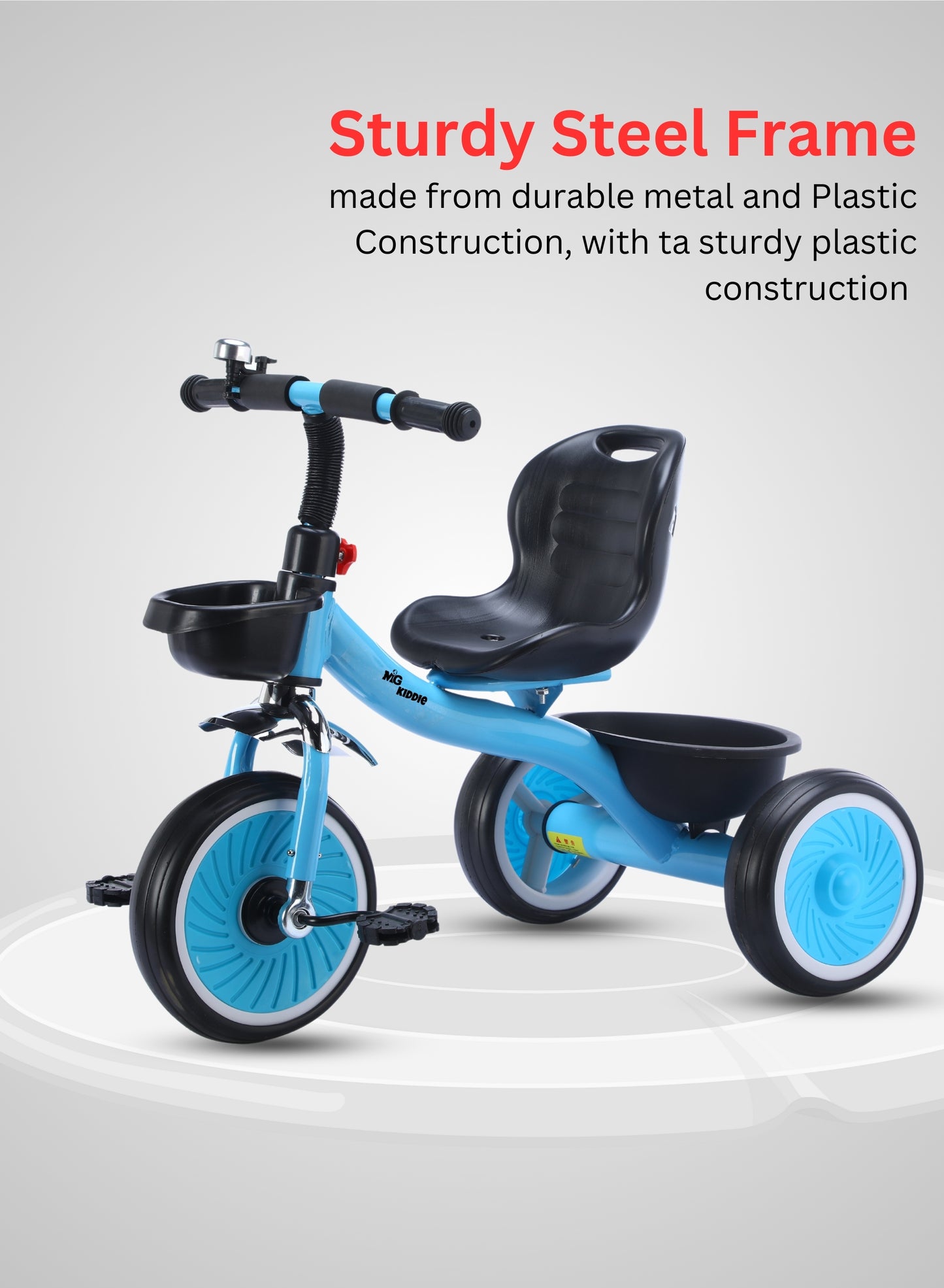MG Tricycle for Kids | 3-Wheels Bike Scooters | Front and Rear Basket,Bell and Color Wheels | Boys and Girls | Age 1 to 5 Years Baby Tricycle - MGT906 BLUE
