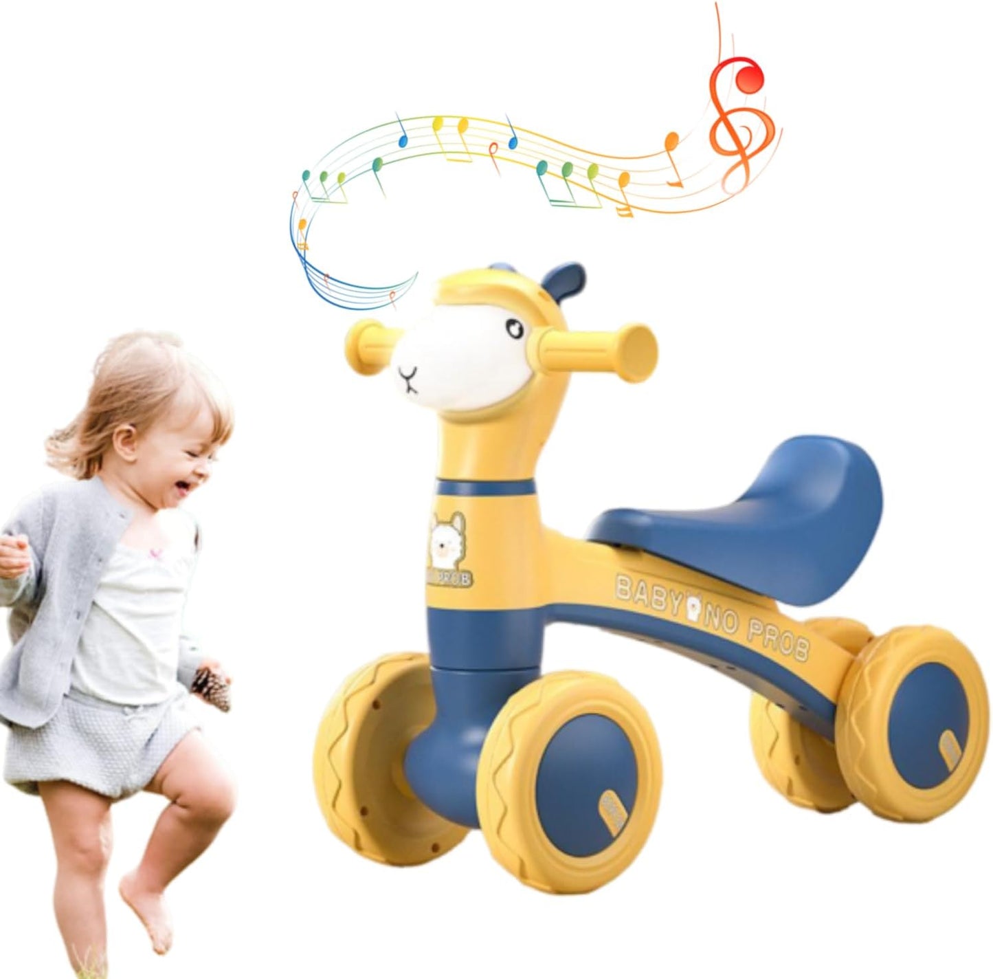 MG Kids Balance Bike Scooters | Toddler Balance Bike & Baby Walker | No Pedals | Music & Lights | Anti-Slip Wheels | For 1-3 Year kids - MGT903 BLUE