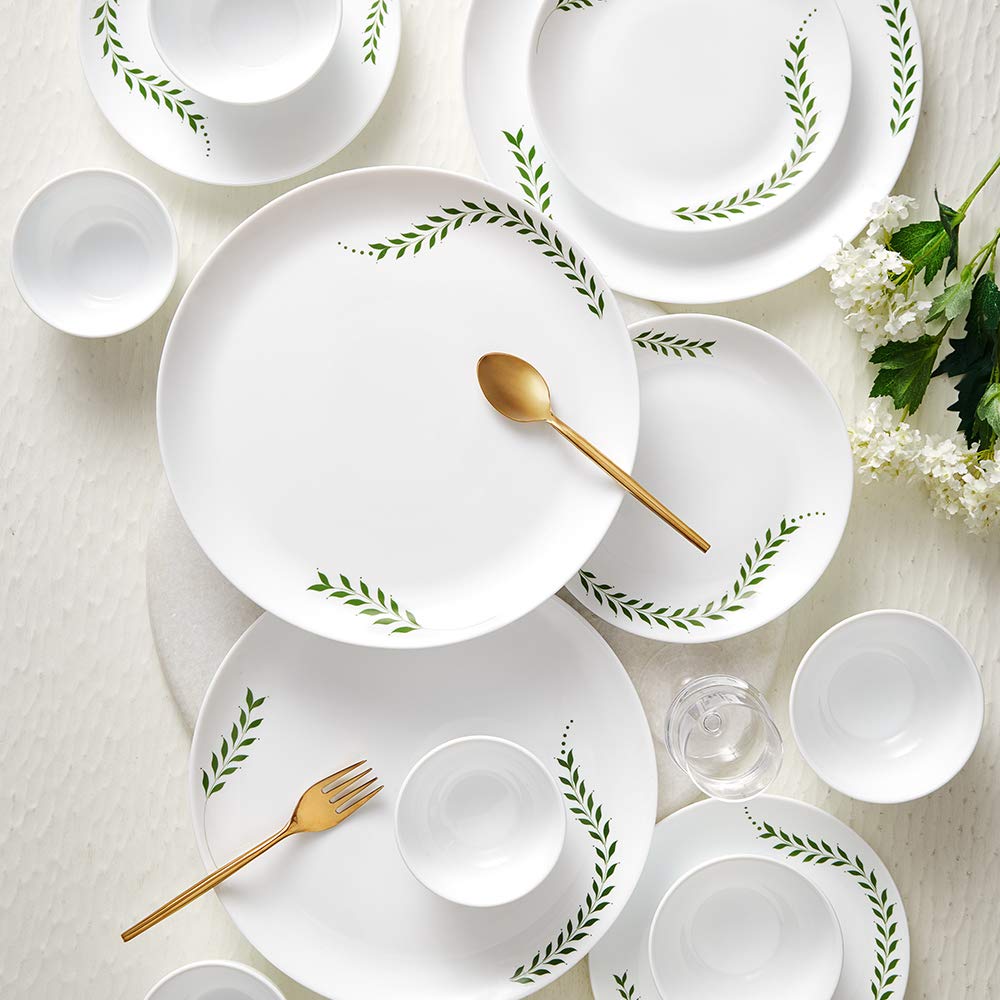 BRITISH CHEF 21 Pieces Opalware Dinner Sets- Microwave & Dishwasher Safe- Dinnerware Set with 6-Piece Full Plate/6-Piece Side Plate/6-Piece Vegetable Bowl/2-Piece Serving Bowl/1Piece Rice Plate - BC2007