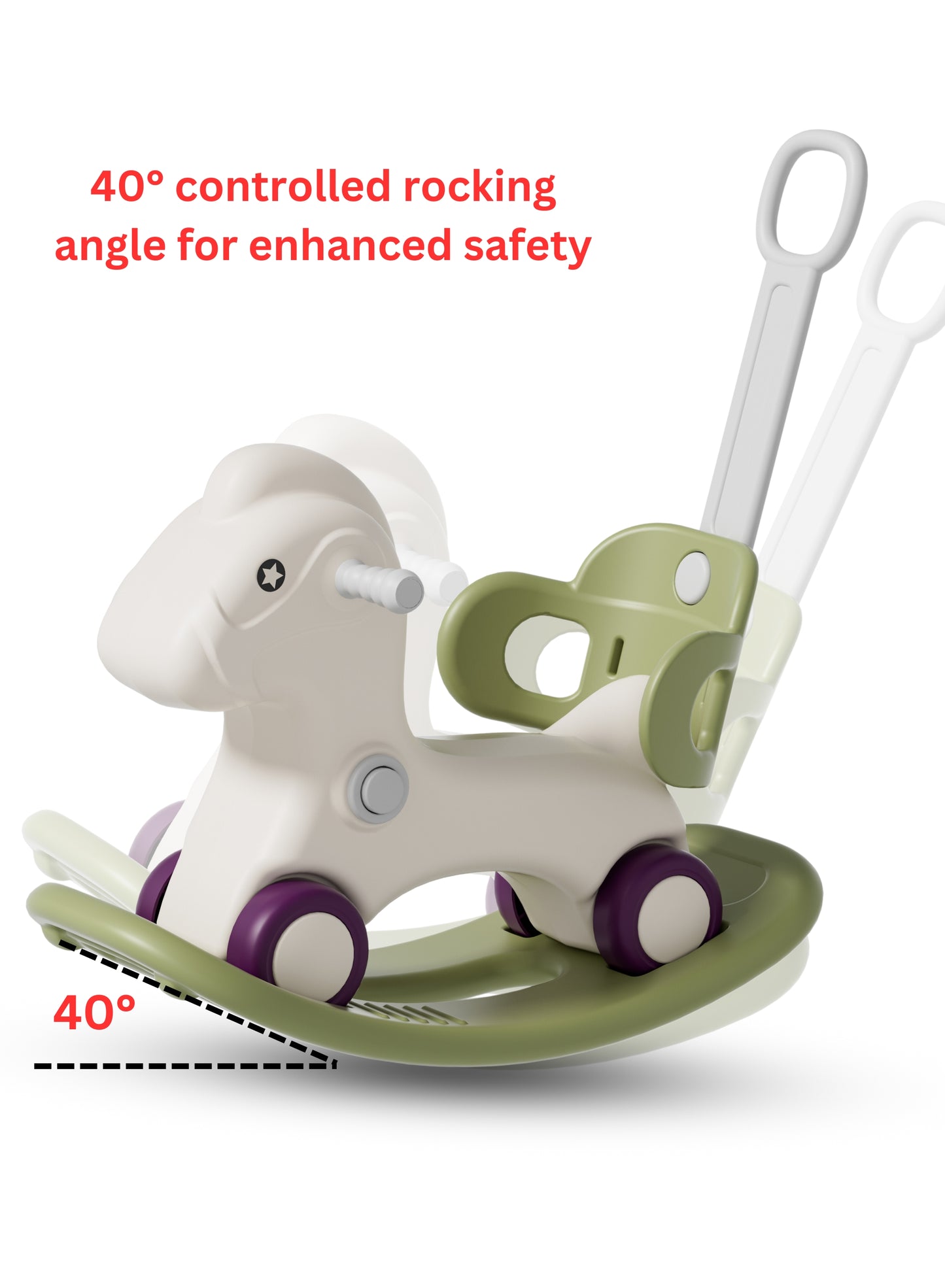 MG Kids 3-in-1 Rocking Horse offers three modes car, rocking, ride-on | Infant Rocker Ride-on Toy for Kids 1-3 Years Old - MGT905 GREEN