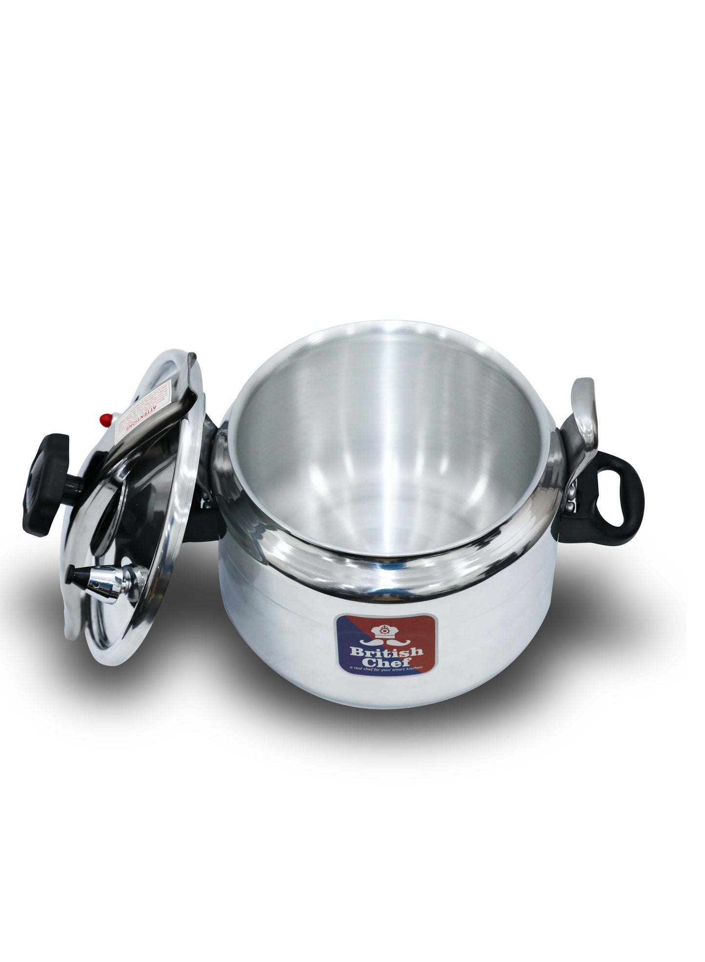 BRITISH CHEF High-Quality Aluminum Pressure Cooker with Durable Body and Lid in Various Sizes- 5 to 15Ltr