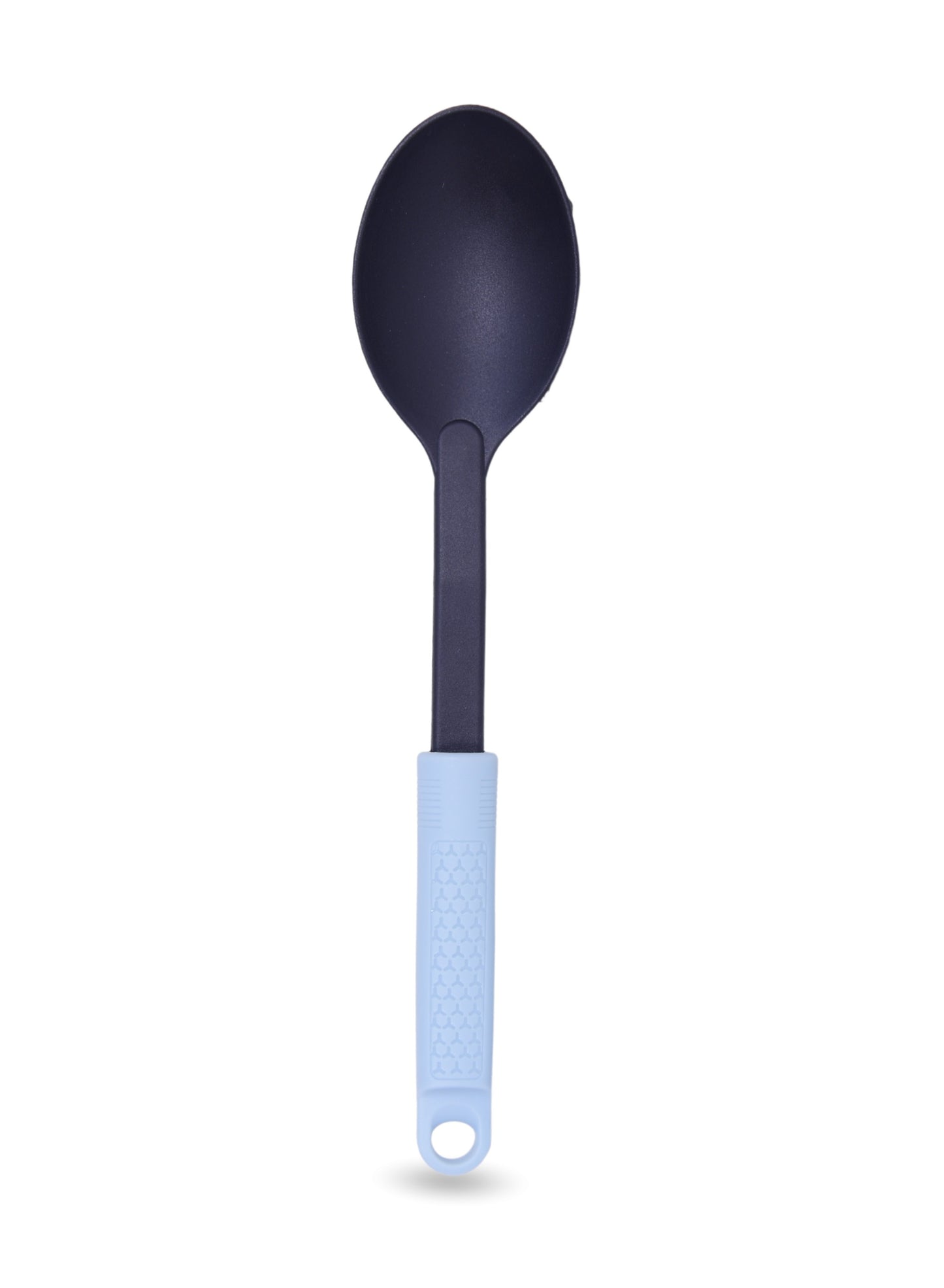 BRITISH CHEF Nylon Solid Spoon - Anti-Scratch for Non-Stick Pans | Soft Grip Silicone Handle | Ideal Cooking Utensil | Comfortable Handle | Dishwasher Safe - BC333
