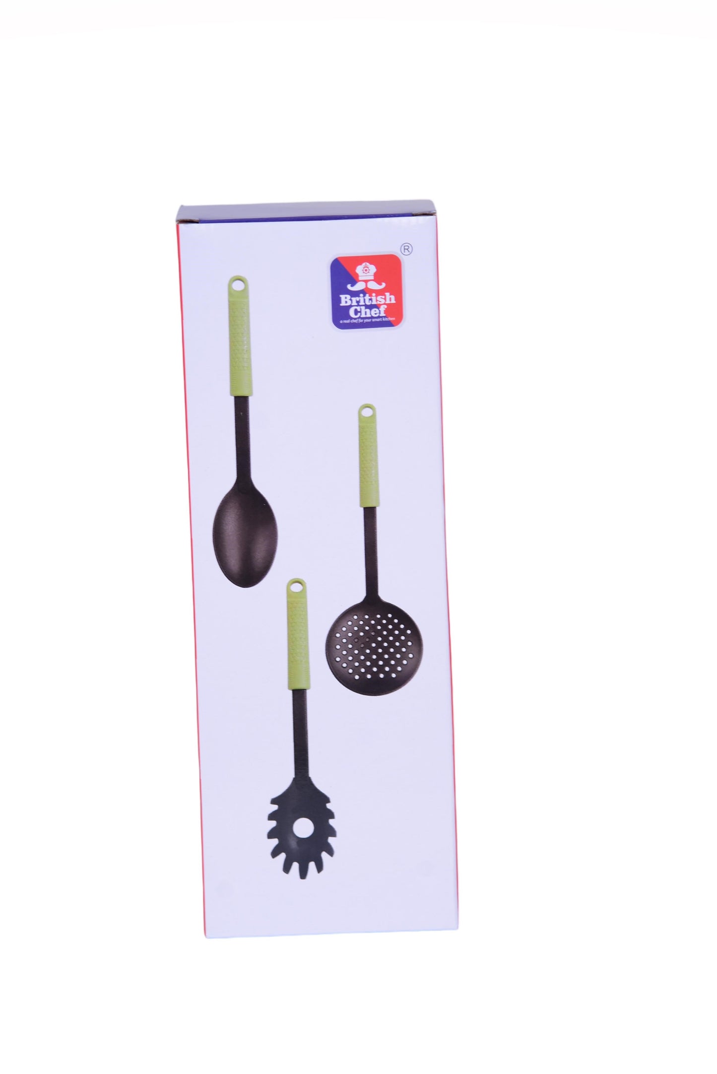 BRITISH CHEF 6 Pcs Kitchen Utensils/Spoon Set | Non-Stick Utensils Set | Non-Toxic Heat Resistant | Soft Nylon Utensils Set | Ladle, Skimmer, Spoon, Turners, Pasta Server Set | Baking/Cooking - BC312