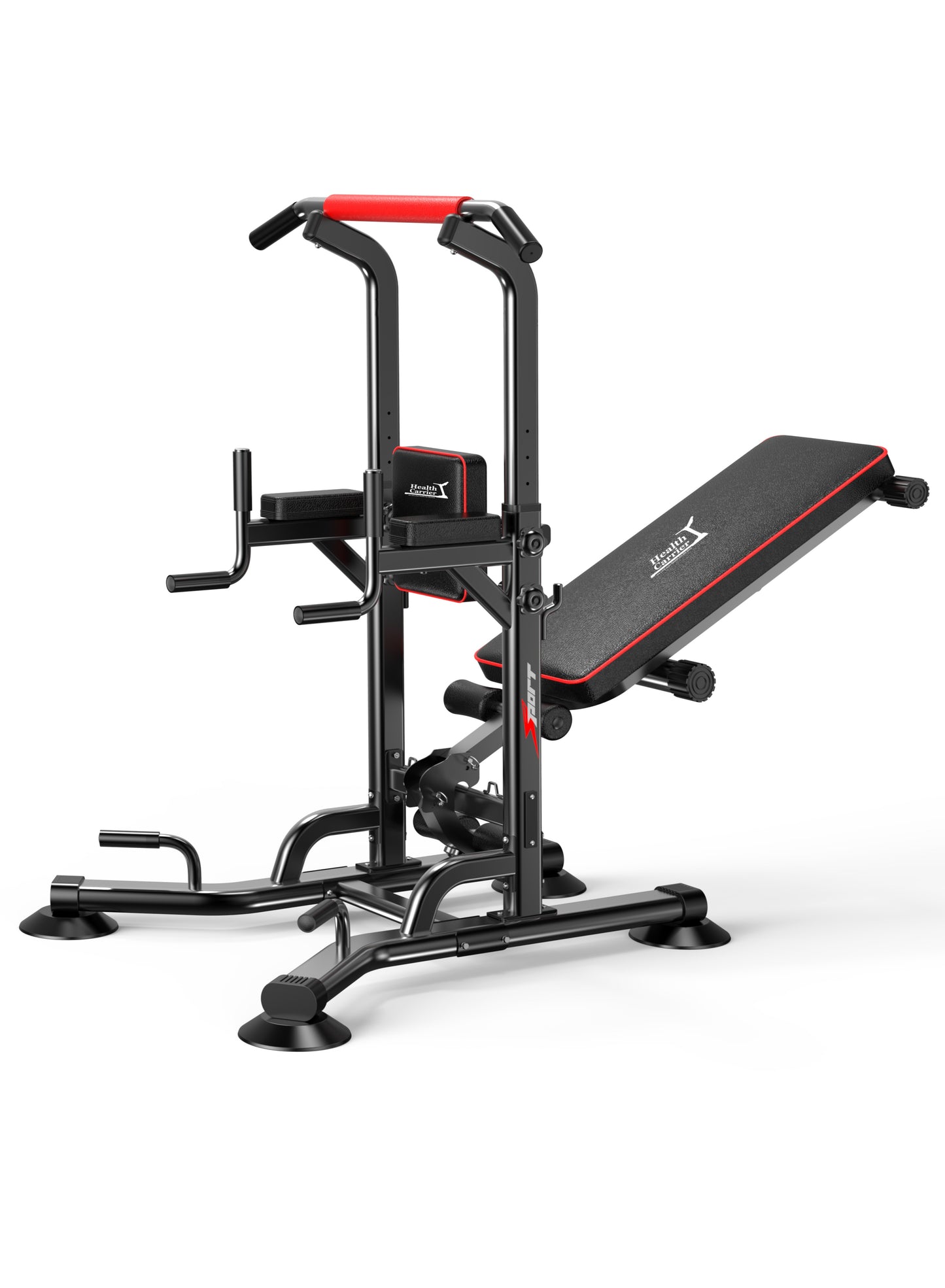 HEALTH CARRIER Pull up Bar- Power Tower With Height Adjustable Bench for Home Gym Fitness Training Exercise workout-Weight Capacity 150kg - HC-520