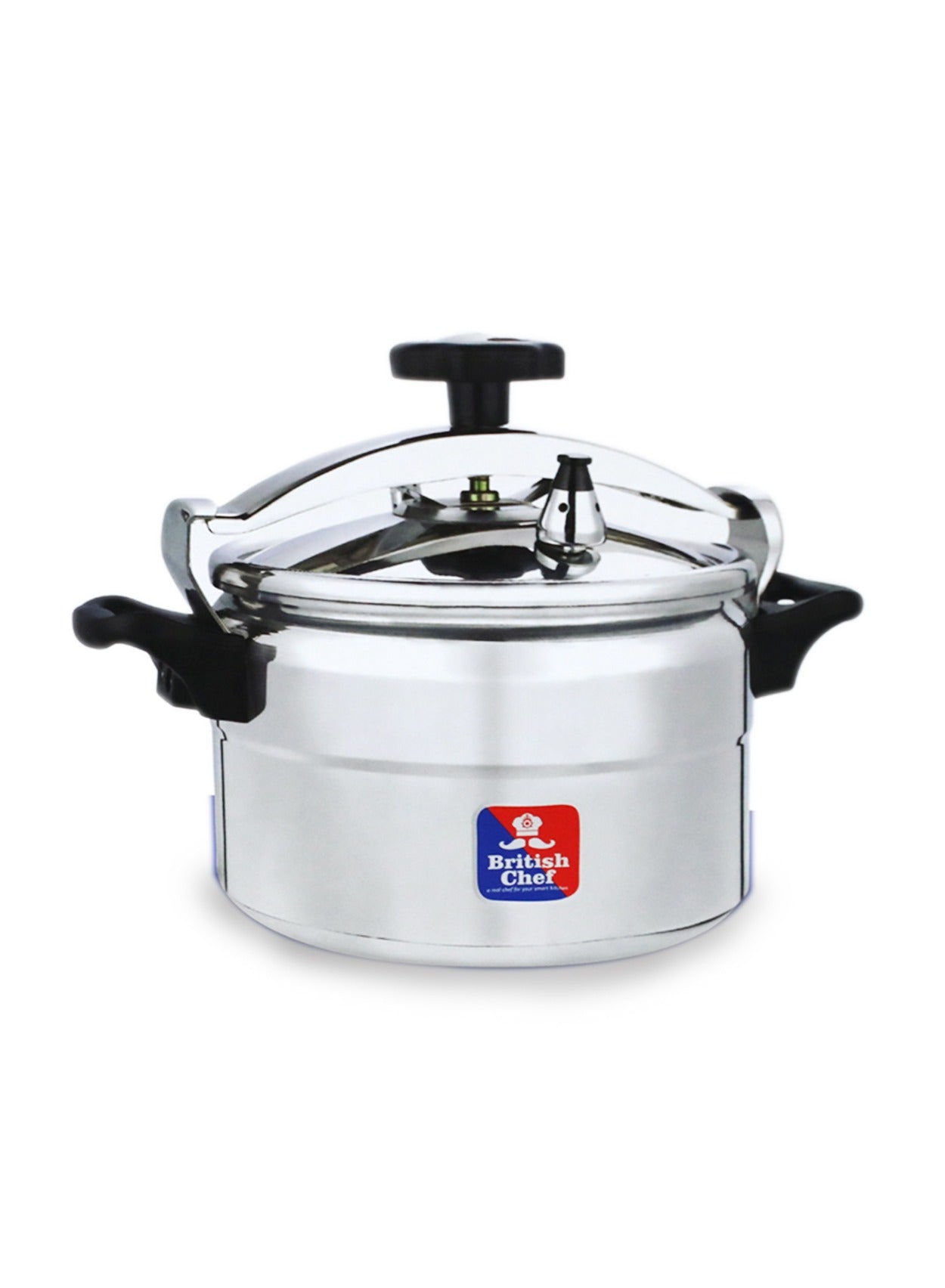 BRITISH CHEF High-Quality Aluminum Pressure Cooker with Durable Body and Lid in Various Sizes- 5 to 15Ltr
