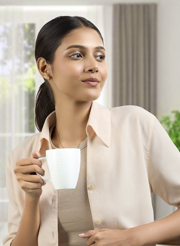 BRITISH CHEF 6 Piece Plain White Tea & Coffee Mug Set 240ML | Microwave & Dishwasher Safe | Freeze Resistant - BC2041 ORBIT