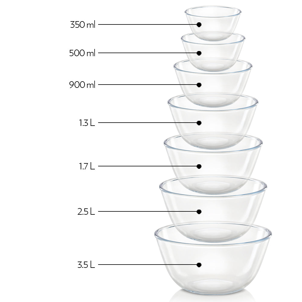 BOROSIL Glass Mixing And Serving Bowl | Microwavable | Oven | Dishwasher Proof | Transparent | 900ML & 1.7L
