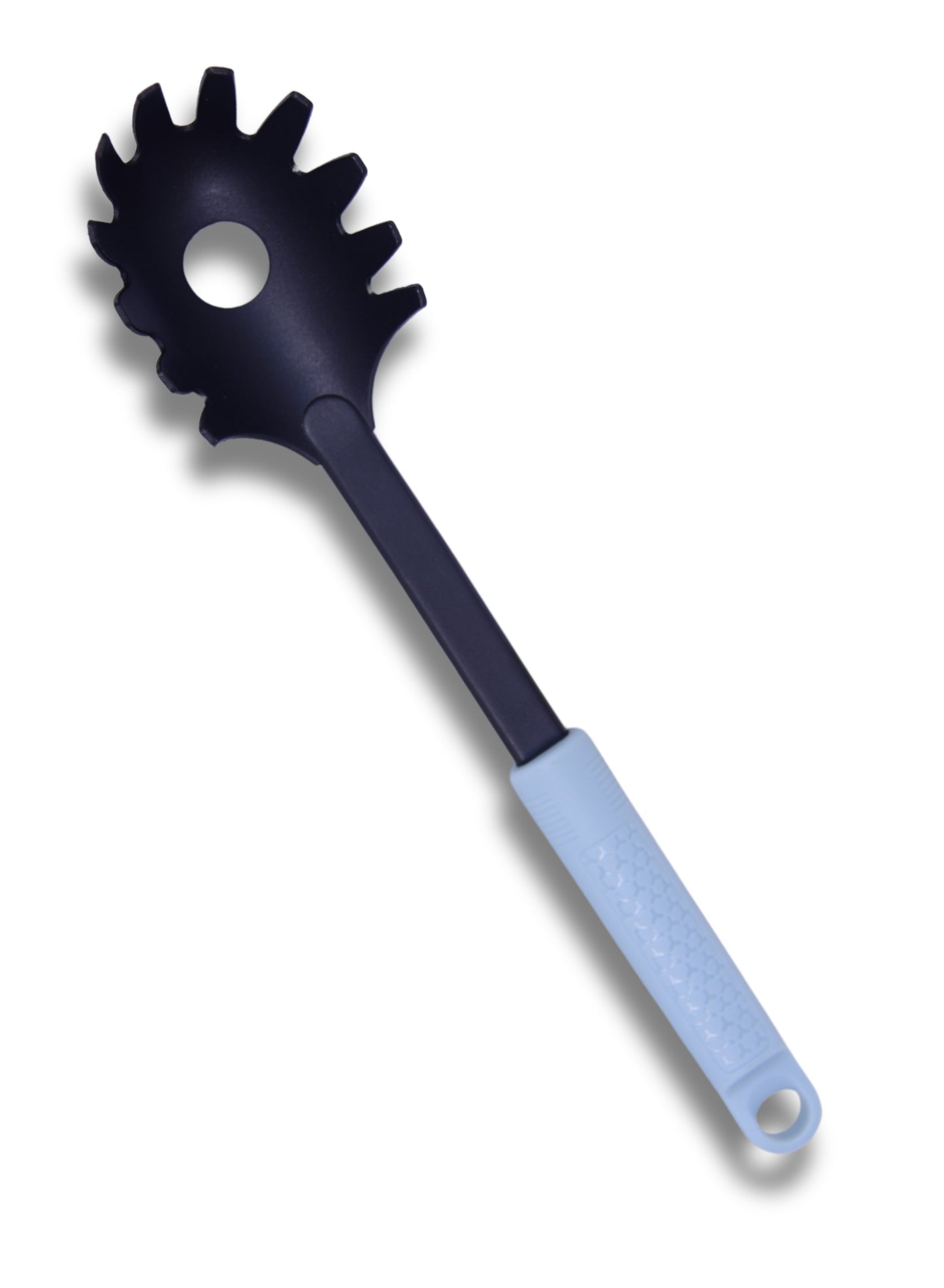 BRITISH CHEF Non-Stick Pasta Spoon | Heat Resistant Nylon with Ergonomic Handle | Soft Grip Silicone Handle | Ideal Cooking Utensil | Comfortable Handle | Dishwasher Safe - BC334