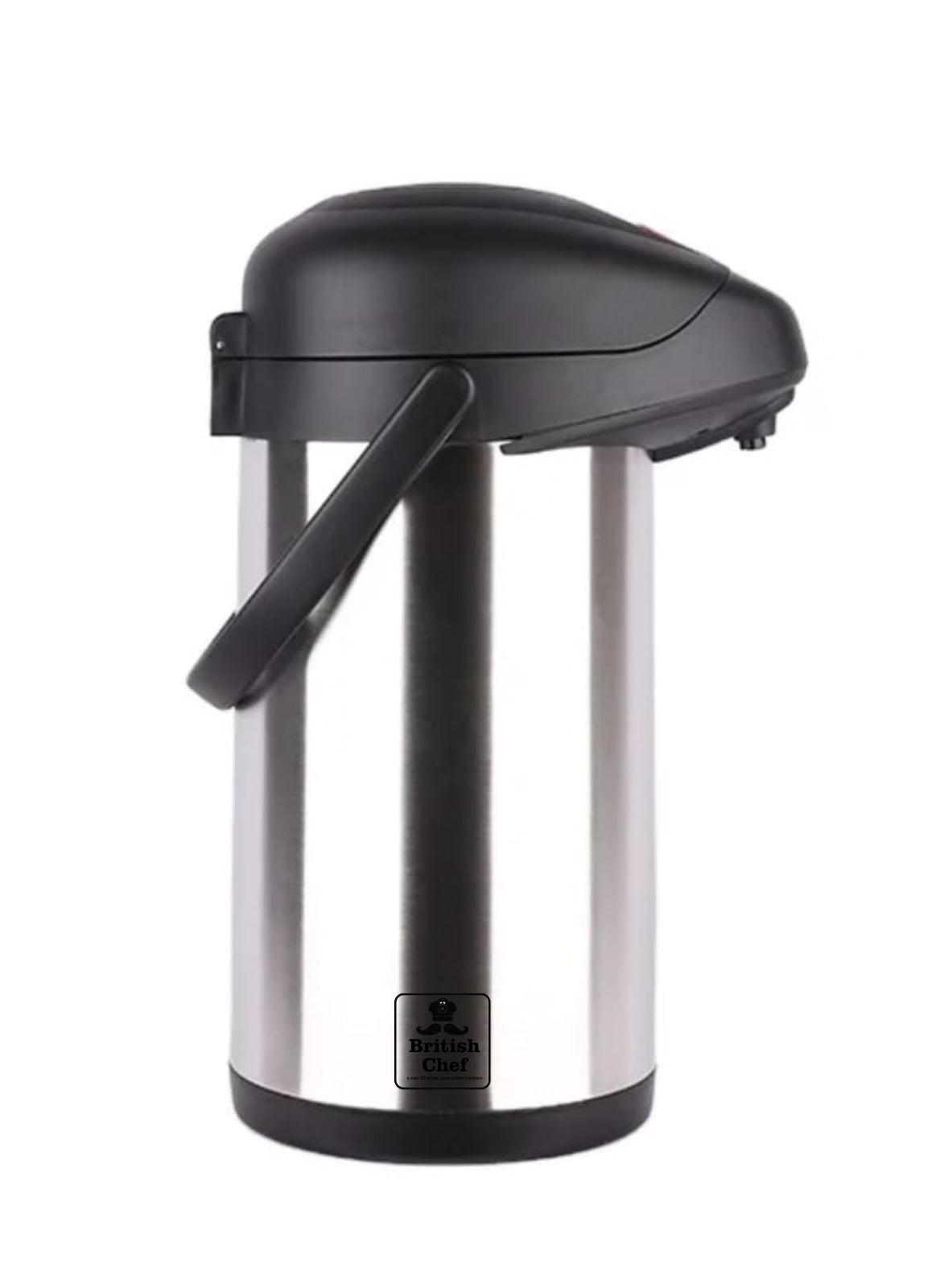 BRITISH CHEF 3L Hot & Cold Air Pot Flask | Stainless Steel Vacuum Pump with Double Wall Thermos | 360 Degree rotation Mechanism | Safety Lock | Thermal Beverage Flask | Black & Silver - BC408