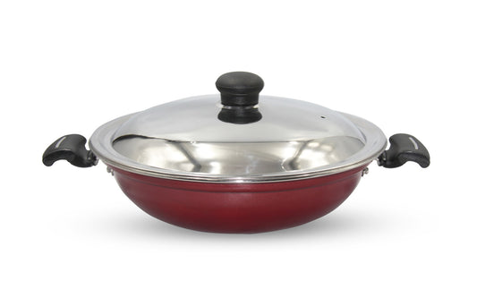 BRITISH CHEF 3 in one Nonstick Hybrid Kadai with Gravy kadai, Steamer plate, Idly plate - BC171