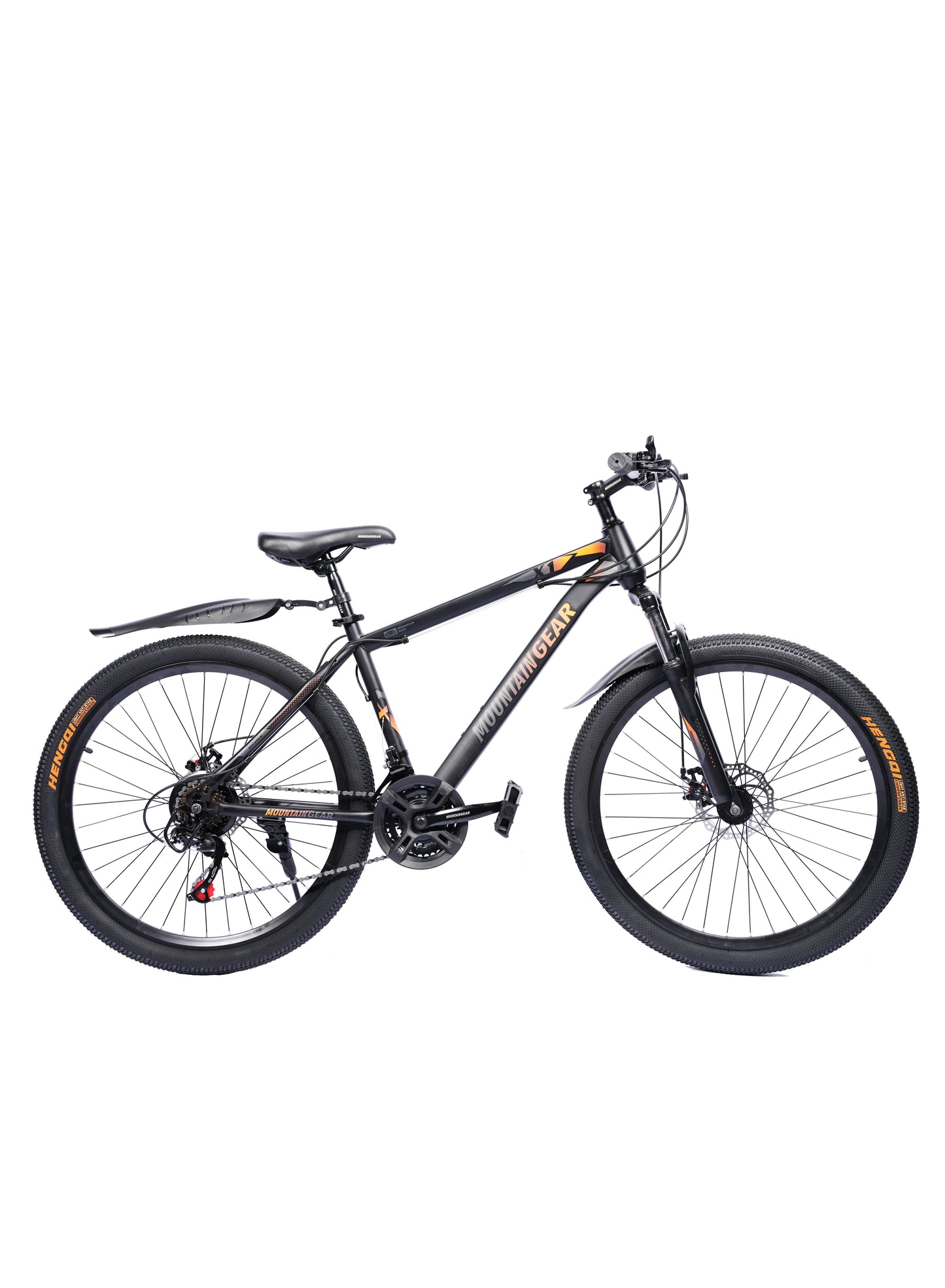 MOUNTAIN GEAR 21 Speed Explorer MTB Road Bike | 26 inch Spoke Wheel Bicycle | Disk Brakes | Shock Absorbing Front Fork | Shimano Shifters | High Carbon Steel | MTB Seat - MGR311377