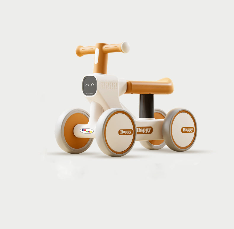 MG Kiddie Baby Balance Bike | 4-Wheel Scooter for 1-3 Years | Toddler Walker with Music & Lights | Anti-Slip Handle | Baby's First Bike - MGT902 Coffee