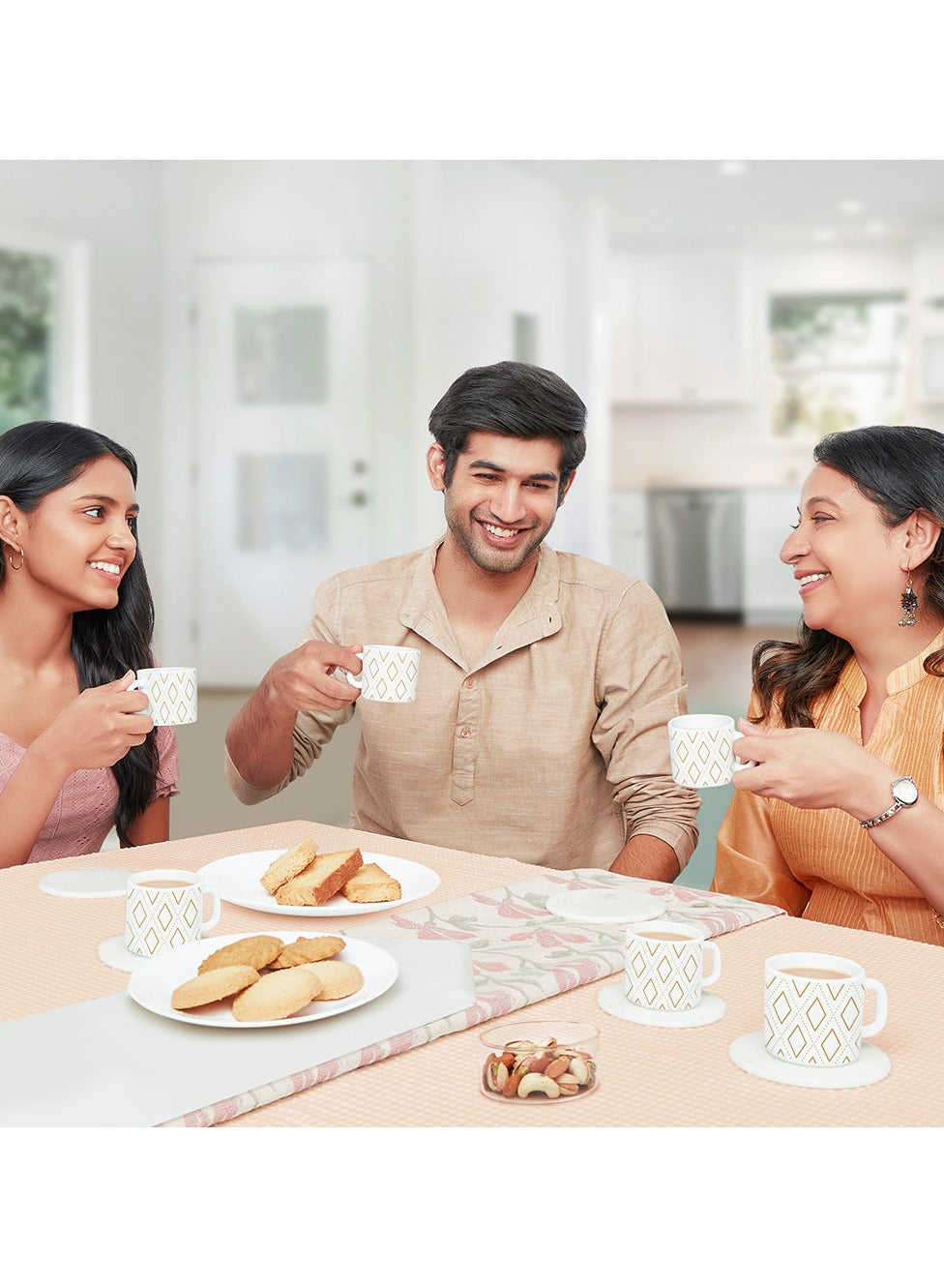 BRITISH CHEF 6 Piece Opalware Plano Tea & Coffee Mug Set 240 ML | Microwave & Dishwasher Safe | Freeze Resistant - BC2030