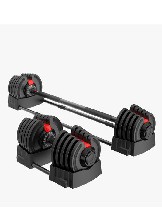 HEALTH CARRIER 2 in 1 40KG Multi-Function Smart Dumbbell & Barbell set | Automatic 16 Different Weights Adjustment | Barbell Set With Connecting Rod | For Men Women Adults | Workout Fitness | Home Gym - HC-111
