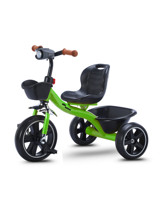 MG Tricycle for Kids | 3-Wheels Bike Scooters | Age 2 to 6 Years-| Front and Rear Basket | Front Light | Adjustable Seat | Non-Slip Tires - MGT907 GREEN