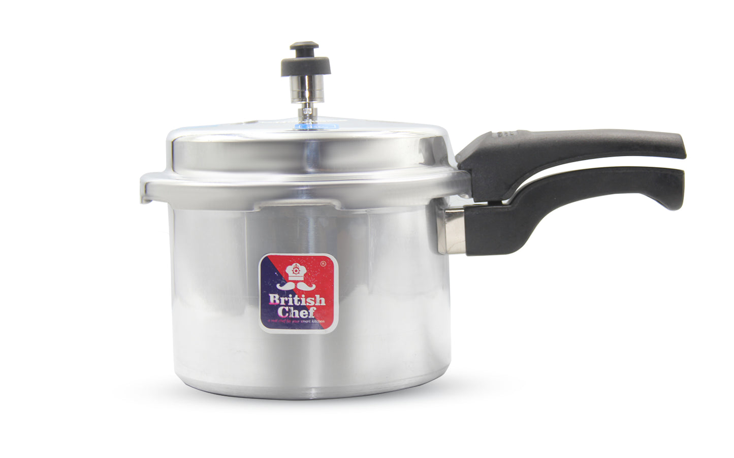 BRITISH CHEF Aluminum Pressure Cooker, Strong high-quality Aluminum body with lid and valve, Various Sizes 3L, 5L & 7.5L