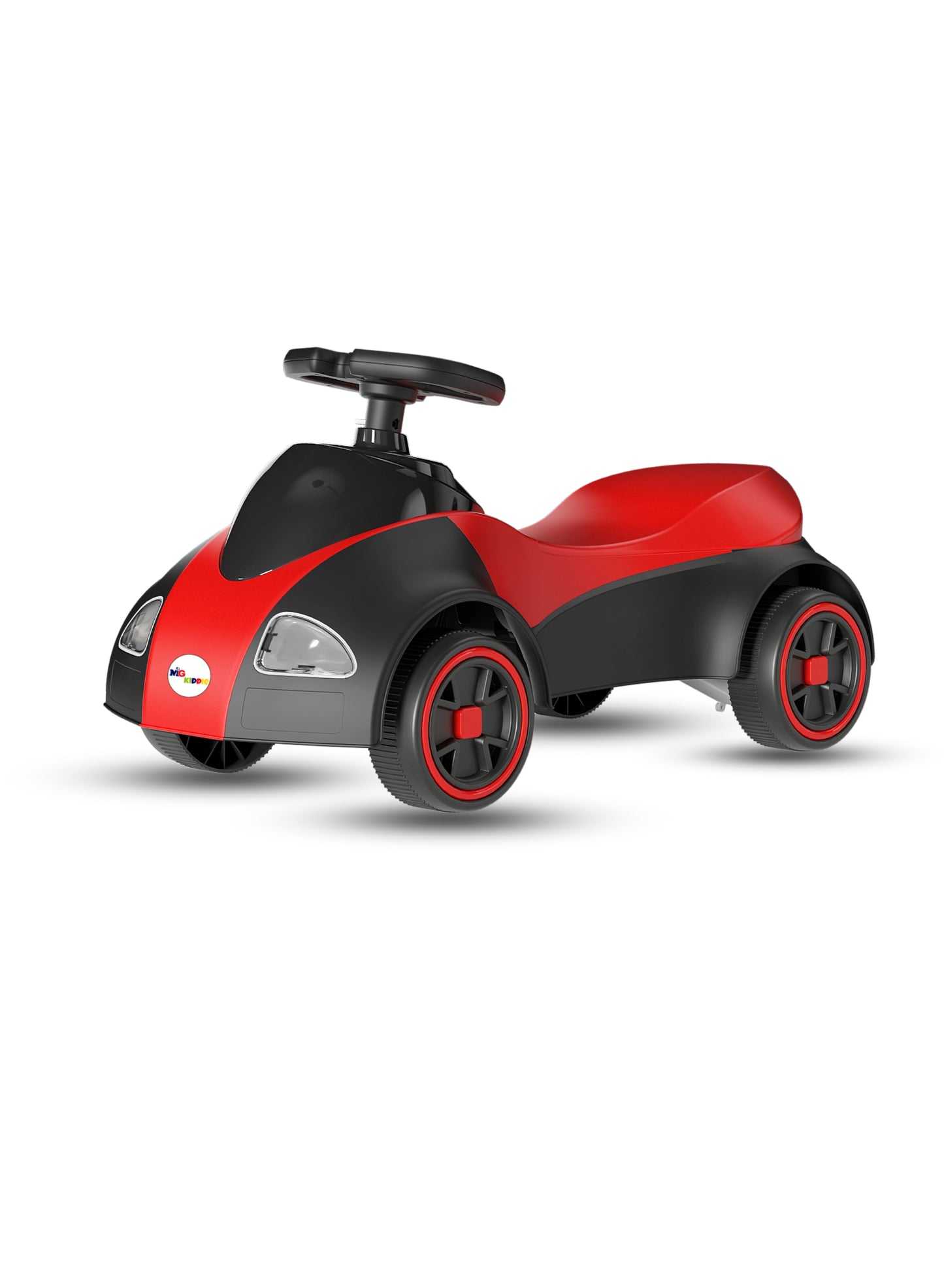 MG Kiddie Swing Car | Music & LED Light Wiggle, Swing and Twist Car | Whisper Tires & New Functions | Vehicle for Children Aged 2-5 Years - MGT904 BLACK RED
