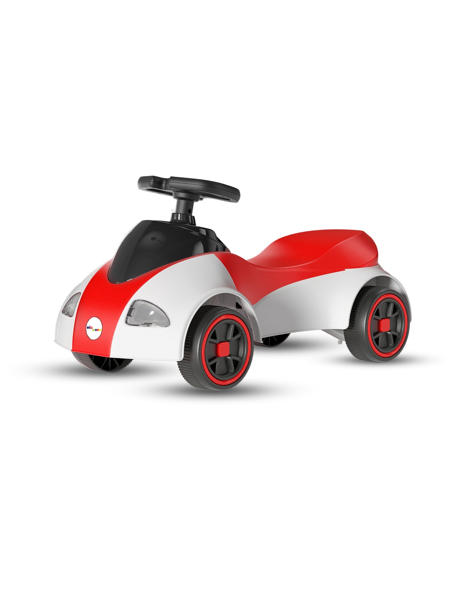 MG Kiddie Swing Car | Music & LED Light Wiggle, Swing and Twist Car | Whisper Tires & New Functions | Vehicle for Children Aged 2-5 Years - MGT904 WHITE RED