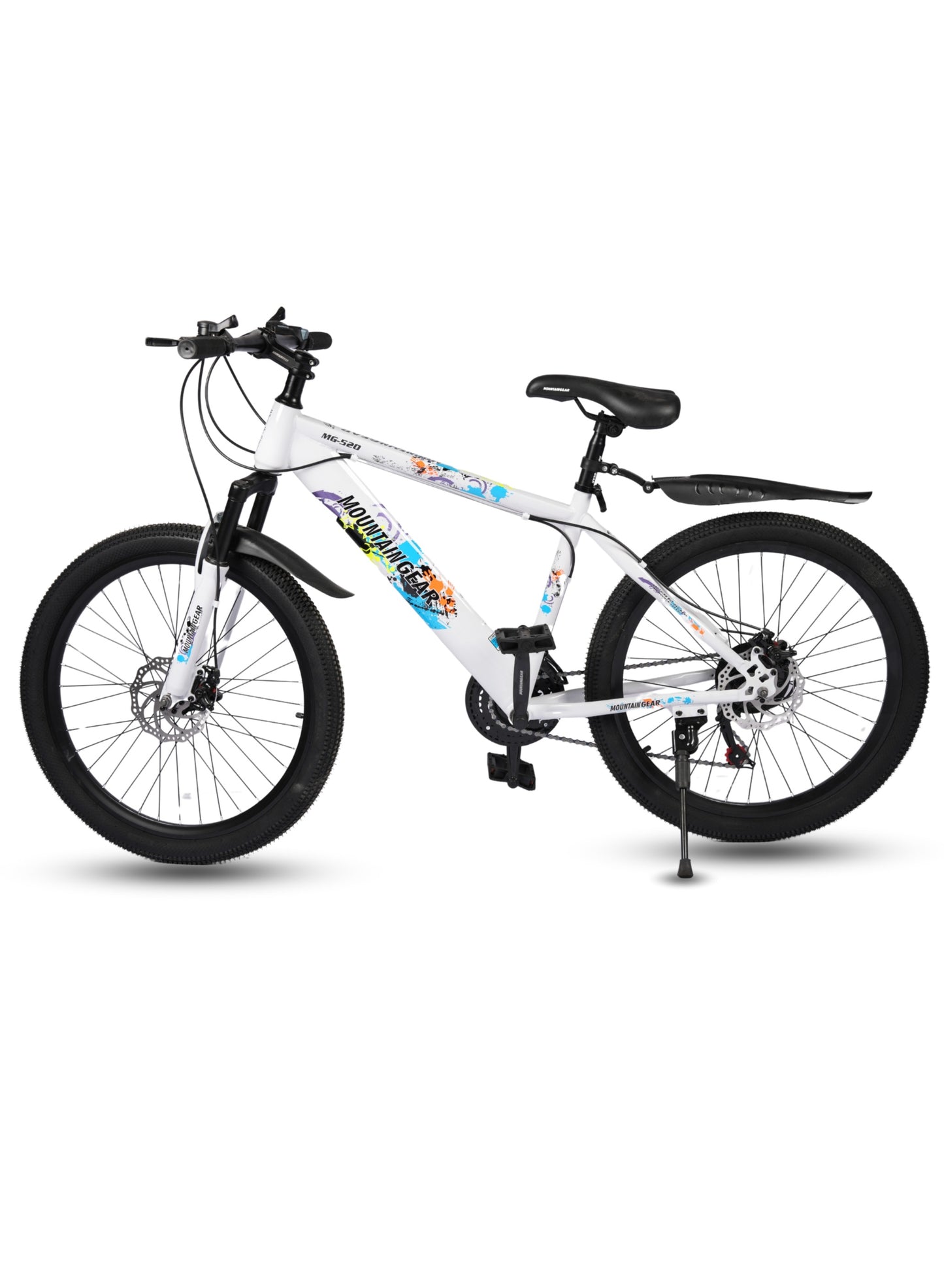 MOUNTAIN GEAR 21-Speed MTB Mountain Bike | 24-Inch Bicycle with High Carbon Steel Frame | Spoke Wheel | Disc Brakes | 38 Shock-Absorbing Front Fork | TX-30 Shimano Shifters | PVC Pedals | MTB Seat - MGR311382