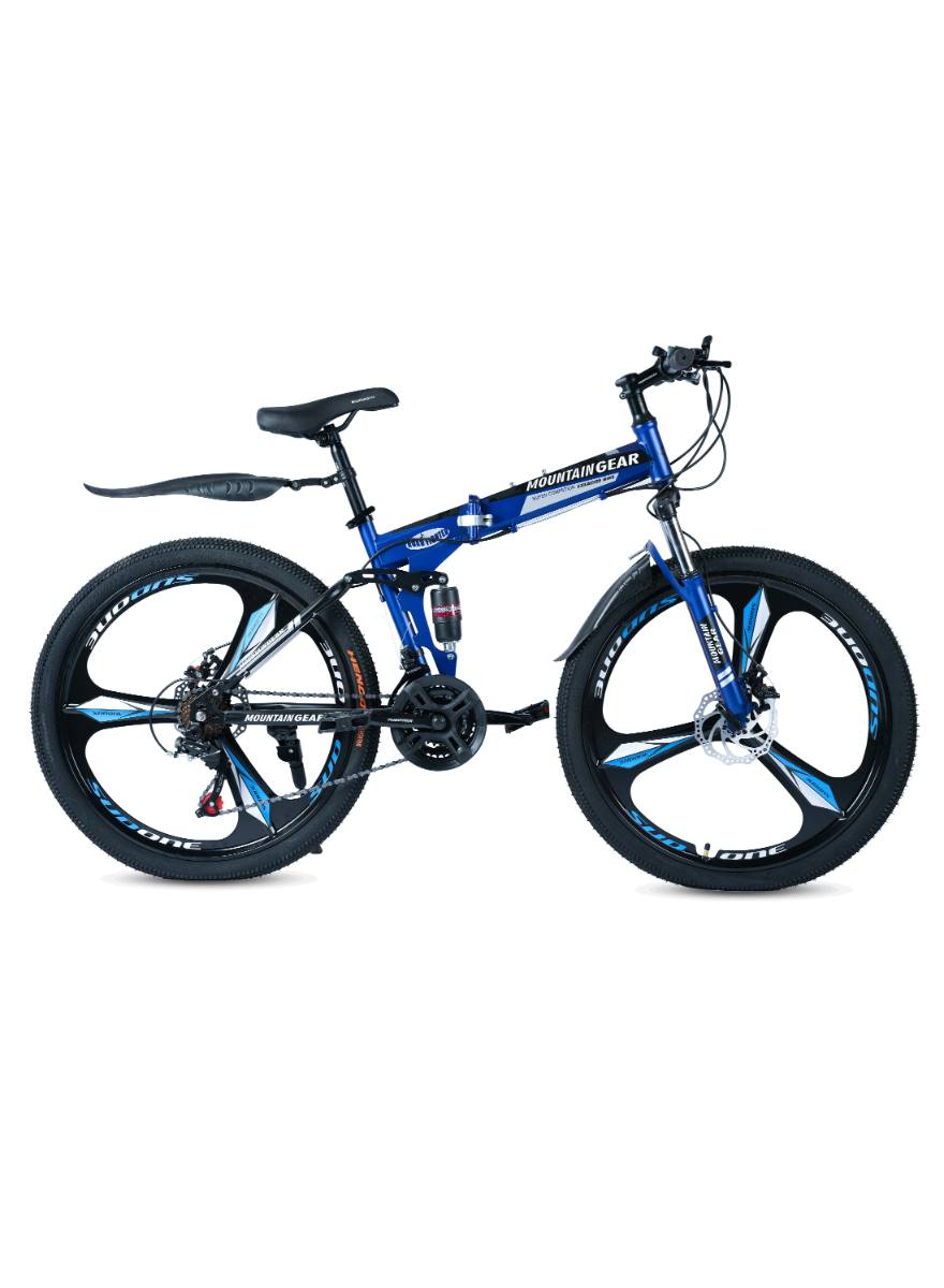 MOUNTAIN GEAR 21 Speed Road Fighter Foldable Bike | 26 Inch Mag Wheel | MTB Suspension | Disk Brakes | Shock Absorbing Front Fork | Shimano Shifters | MGR311369