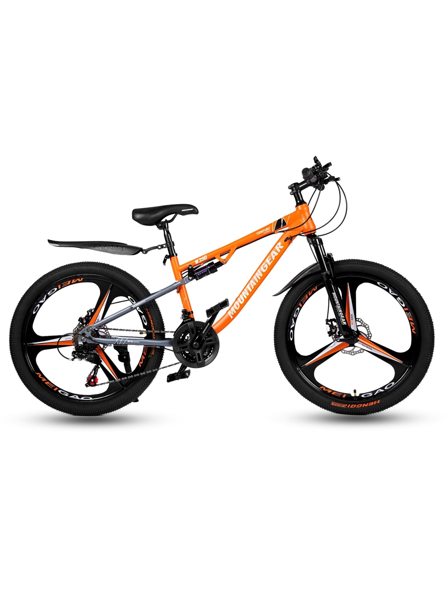 MOUNTAIN GEAR 21-Speed MTB Mountain Bike | 24-Inch Bicycle with High Carbon Steel Frame | Mag Wheel | Disc Brakes | 38 Shock-Absorbing Front Fork | TX-30 Shimano Shifters | PVC Pedals | MTB Seat - MGR311381