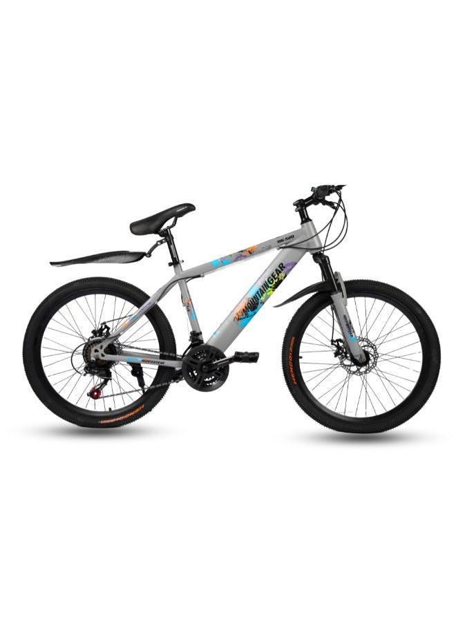 MOUNTAIN GEAR 21-Speed MTB Mountain Bike | 24-Inch Bicycle with High Carbon Steel Frame | Spoke Wheel | Disc Brakes | 38 Shock-Absorbing Front Fork | TX-30 Shimano Shifters | PVC Pedals | MTB Seat - MGR311382