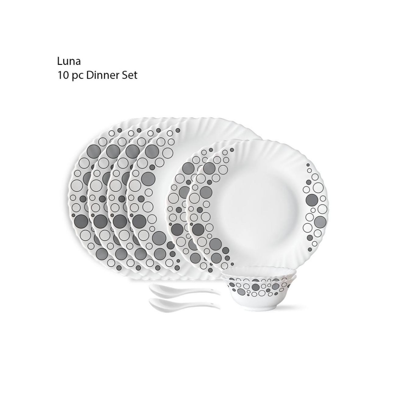 BRITISH CHEF 10 Pieces Opalware Dinner Sets- Microwave & Dishwasher Safe- Dinnerware set with 4-Piece Full Plate/ 2-Piece Side Plates/ 2-Piece Soup Bowls/2-Piece Spoons - BC2010
