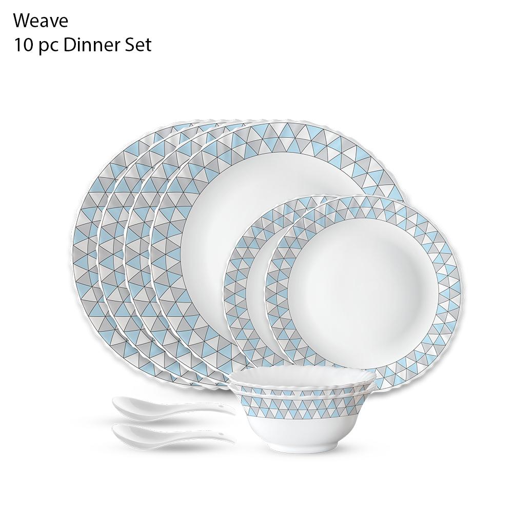 BRITISH CHEF 10 Pieces Opalware Dinner Sets- Microwave & Dishwasher Safe- Dinnerware set with 4-Piece Full Plate/ 2-Piece Side Plates/ 2-Piece Soup Bowls/2-Piece Spoons - BC2010