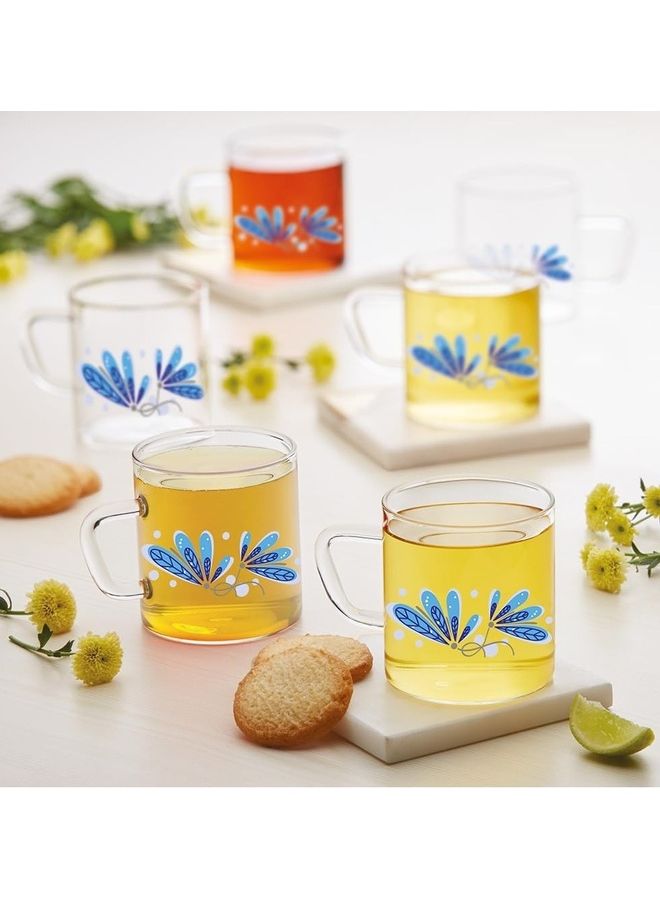 BOROSIL Classic Twilight Mug Set Of 6 | Borosilicate Glass | Scratch Resistant | Microwave Safe | Lightweight | 190ML | BV43TWGHT098