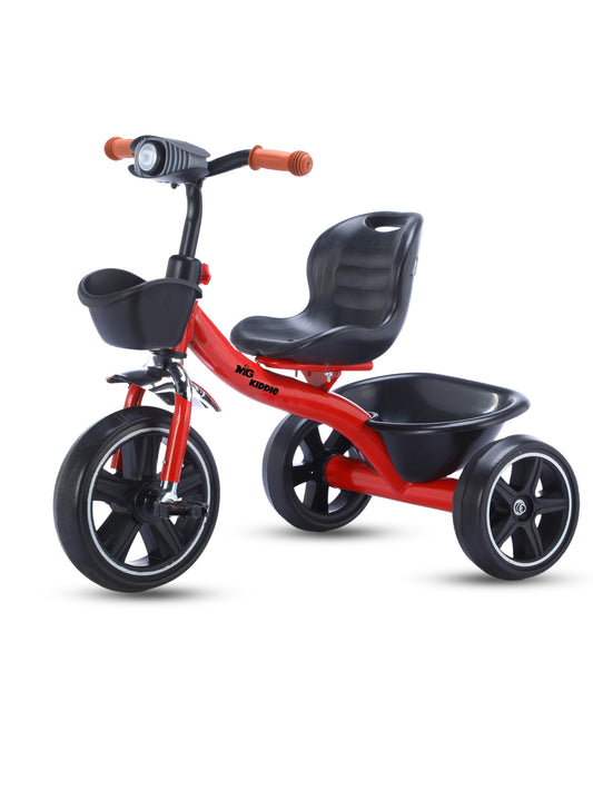 MG Tricycle for Kids | 3-Wheels Bike Scooters | Age 2 to 6 Years-| Front and Rear Basket | Front Light | Adjustable Seat | Non-Slip Tires - MGT907 RED