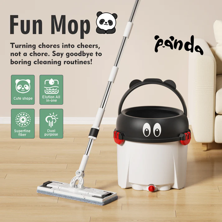 CEPILLO Magician Spin Mop Set | 360° Square Flat Rotating Mop | Seperates Clean and Dirty Water | Extendable Handle | 2 Extra Microfiber Pads | All Kinds Of Floor Cleaning - WHITE CP626