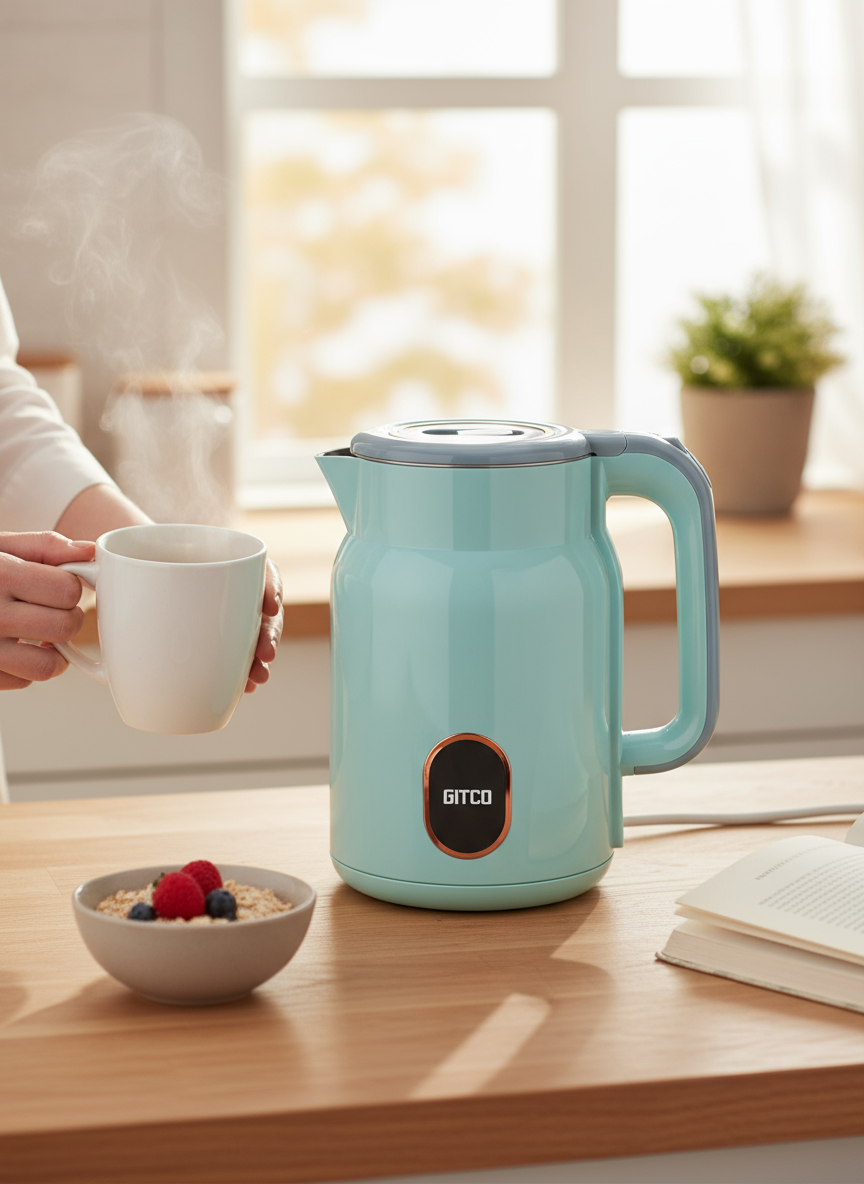 GITCO Double Wall PP Material Kettle 2L Capacity with Auto Shut-Off, Fast Boiling & Dry Protection