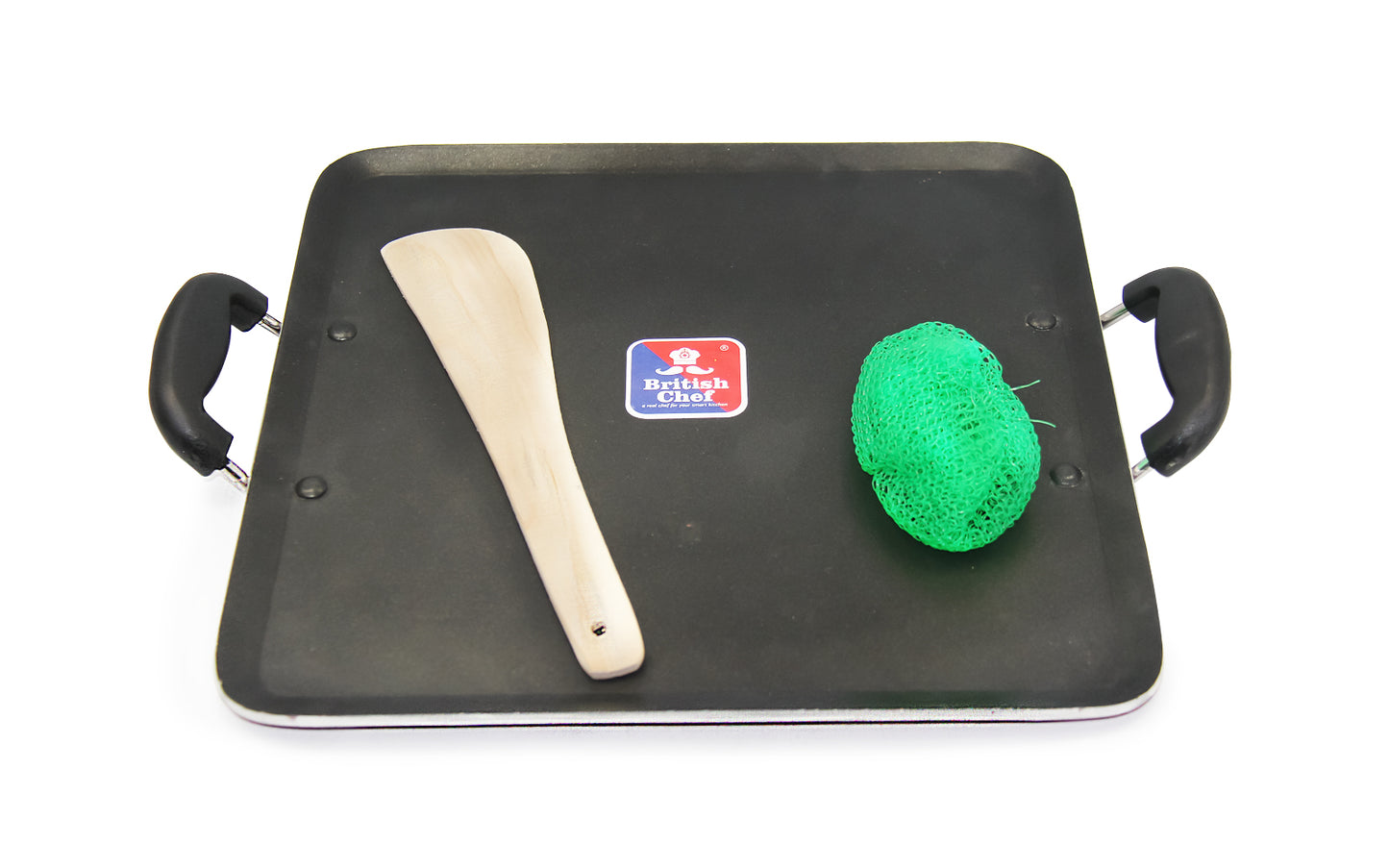 BRITISH CHEF Non Stick Pathiri Tawa, Square Tawa for Roti, Dosa Tawa, Induction Roti Tawa 30CM - BC152
