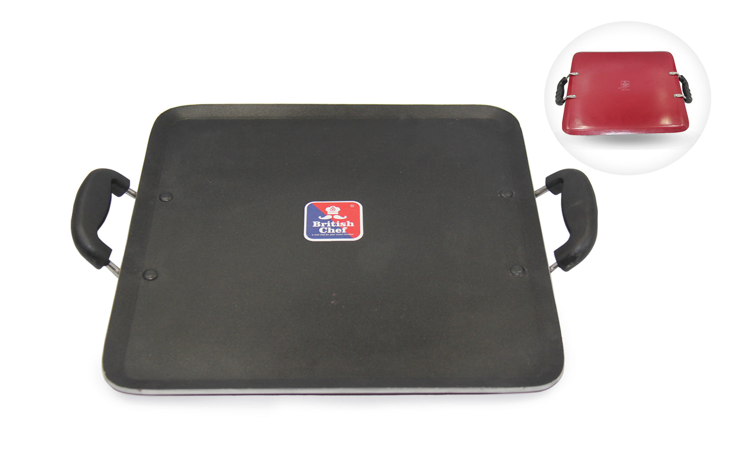 BRITISH CHEF Non Stick Pathiri Tawa, Square Tawa for Roti, Dosa Tawa, Induction Roti Tawa 30CM - BC152