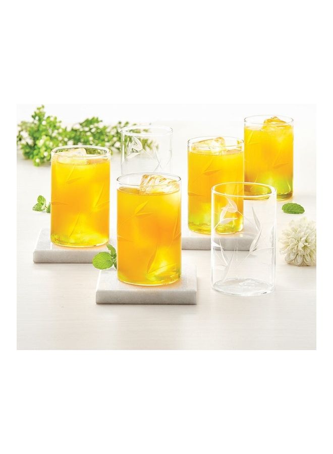 BOROSIL Bouquet Glass Set of 6 | Beverage Glasses For Juice | Scratch Resistant | Microwave Safe | Lightweight | 295ML | BVS6BOQ295T
