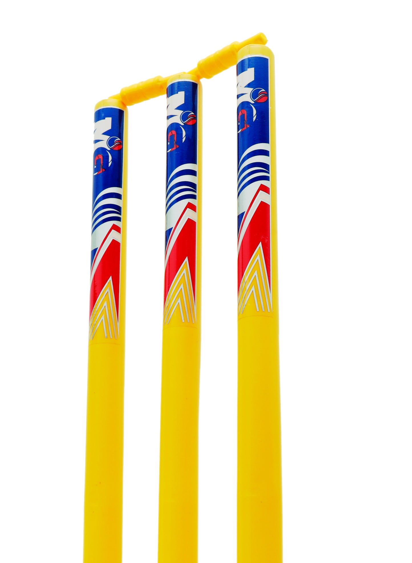 MG Cricket Stumps Plastic Wickets Set | 3pcs Yellow Stumps with Protective Cover - YELLOW