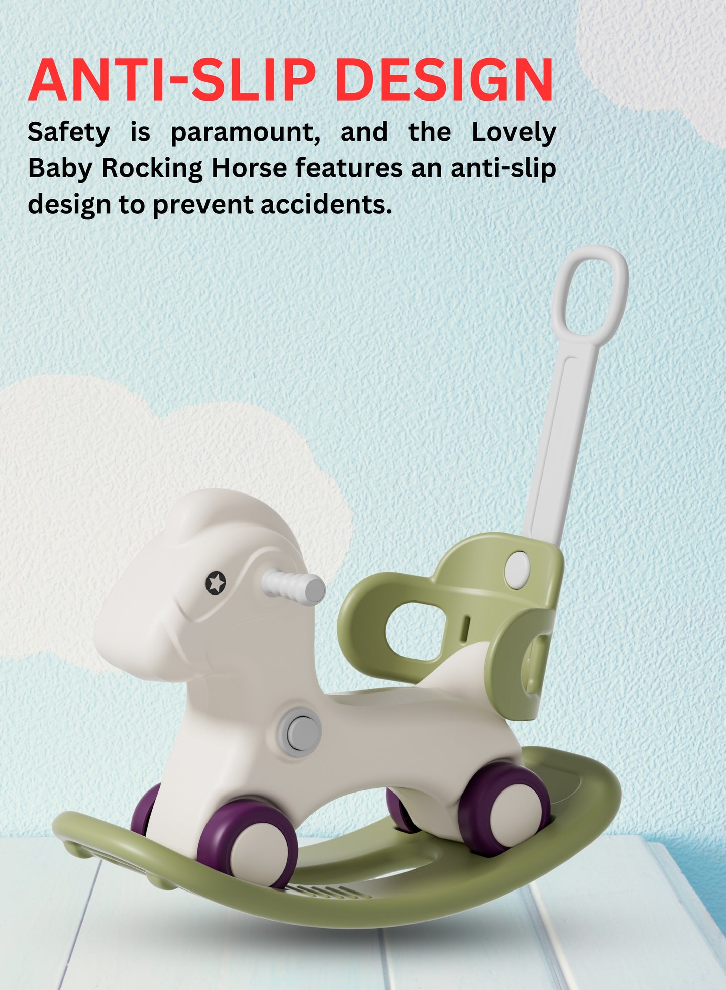 MG Kids 3-in-1 Rocking Horse offers three modes car, rocking, ride-on | Infant Rocker Ride-on Toy for Kids 1-3 Years Old - MGT905 GREEN