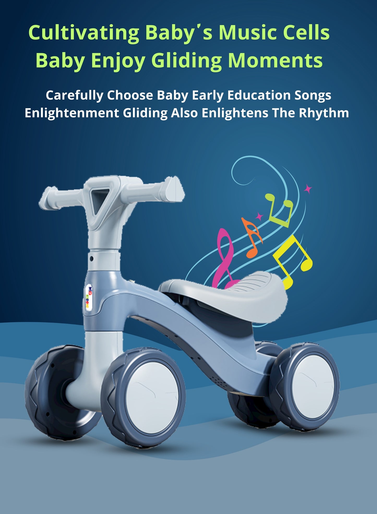 MG Kiddie MG 4 Wheels Baby Balance Bike For Kids Kid Balance Bike MGT901 BLUE