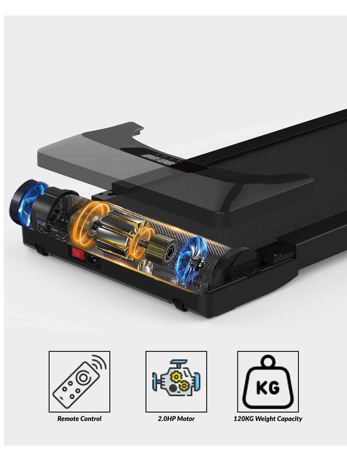 HEALTH CARRIER Slim Portable Running Pad Treadmill - LED Display | 2.0HP Motor | Speed 1.0-6.0km/h | Wireless Remote Control | 120kg weight capacity | Under Desk Running Walking Machine Treadmill - HC-T507