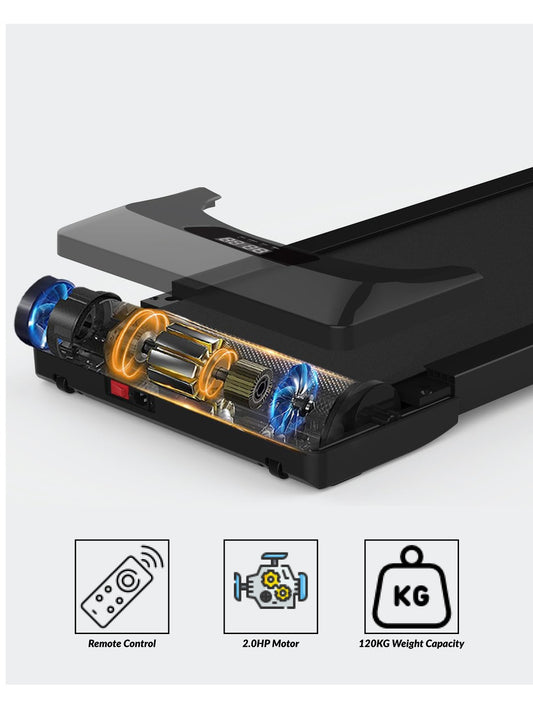 HEALTH CARRIER Slim Portable Running Pad Treadmill - LED Display | 2.0HP Motor | Speed 1.0-6.0km/h | Wireless Remote Control | 120kg weight capacity | Under Desk Running Walking Machine Treadmill - HC-T507