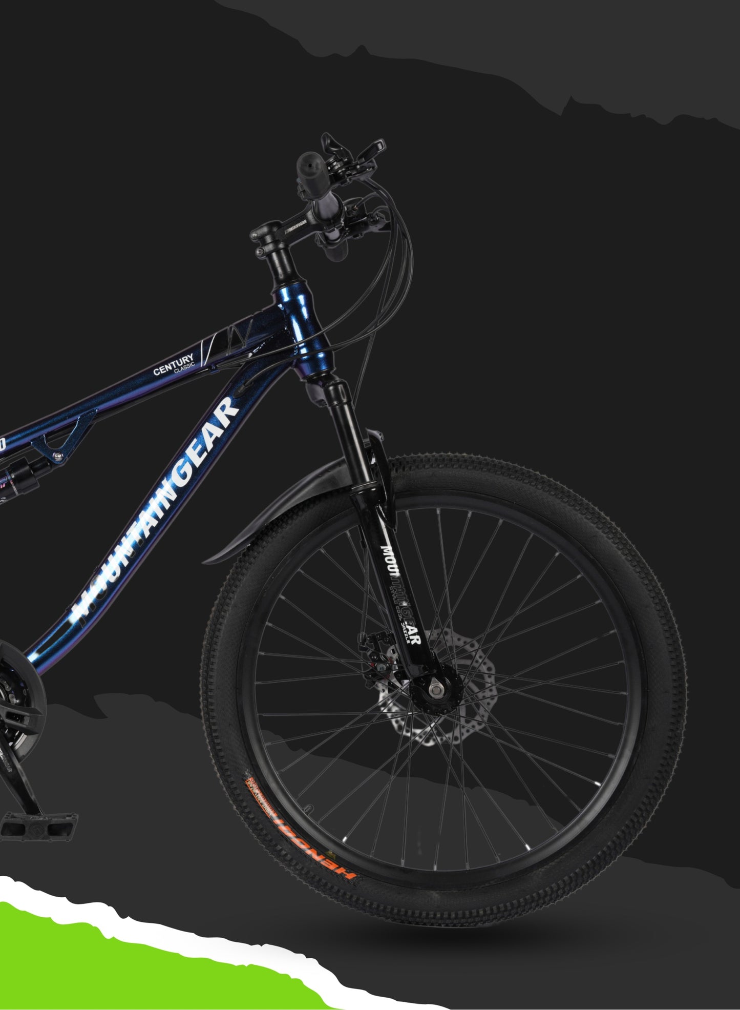 MOUNTAIN GEAR 21-Speed Mountain Bike | 24-Inch Cycle with High Carbon Steel Frame | Spoke Wheel | Disc Brakes | 38 Shock-Absorbing Front Fork | TX-30 Shimano Shifters | PVC Pedals | MTB Seat - MGR311380